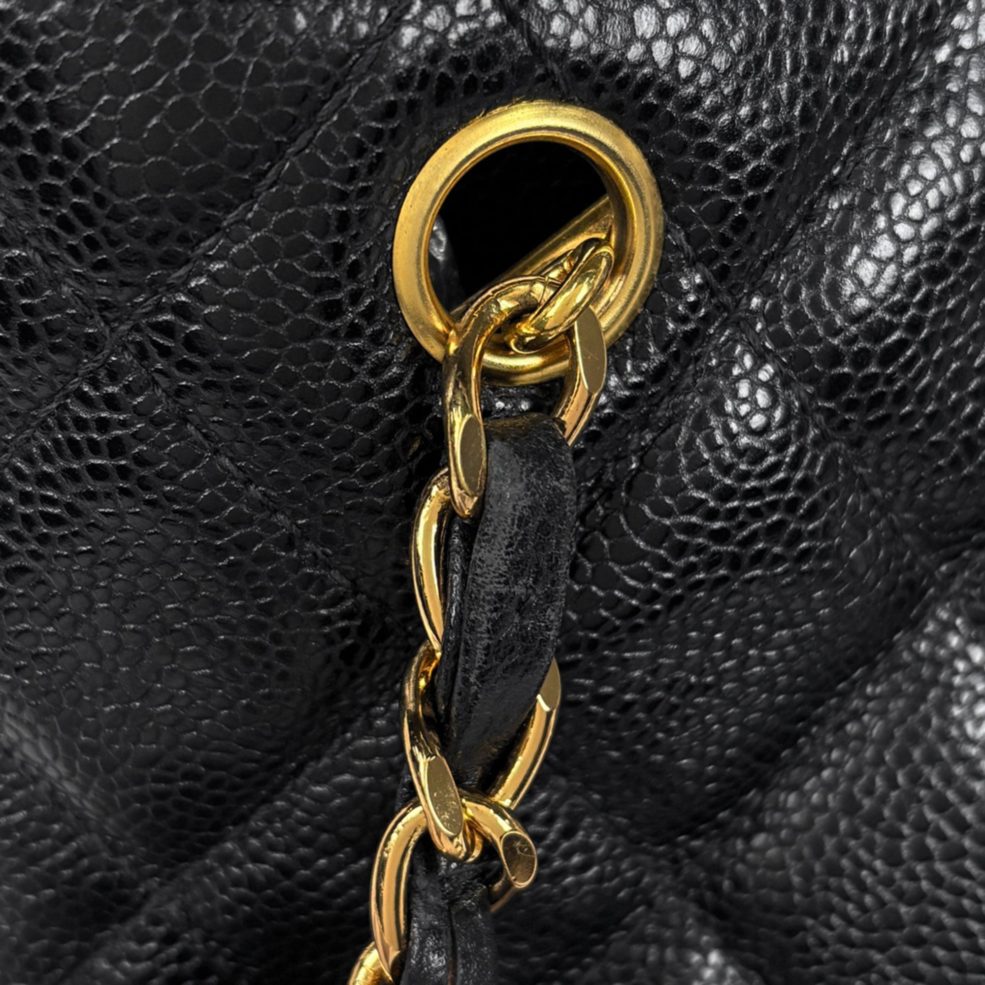 Chanel Black Grained Calfskin Shoulder Bag Tote Bag (Pre-Owned)