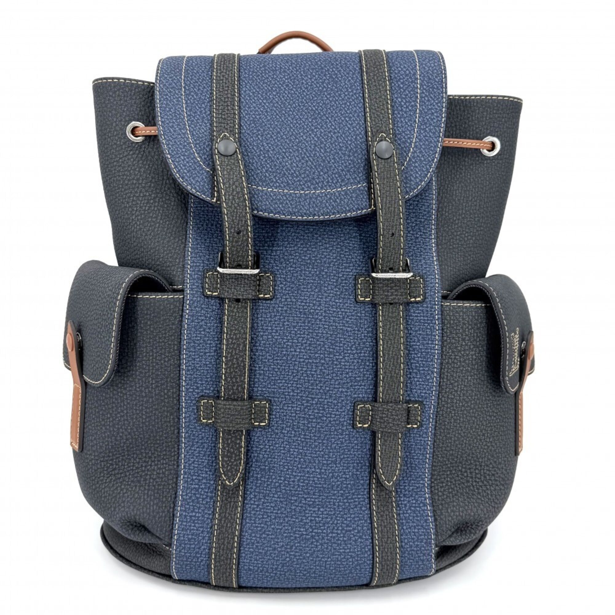 Louis Vuitton Blue Gray Leather Backpack (Pre-Owned)
