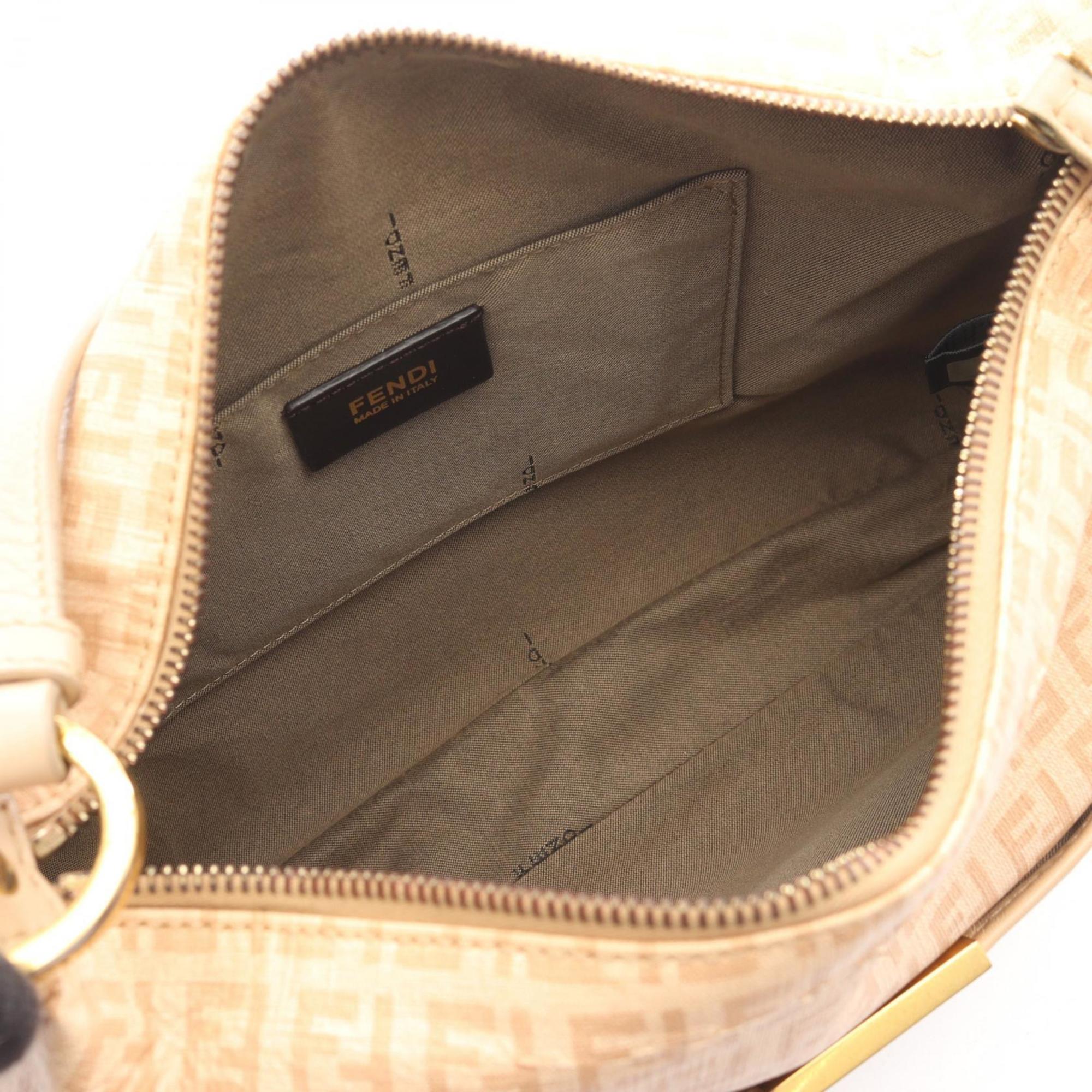 Fendi Beige Coated Canvas Leather Shoulder Bag (Pre-Owned)