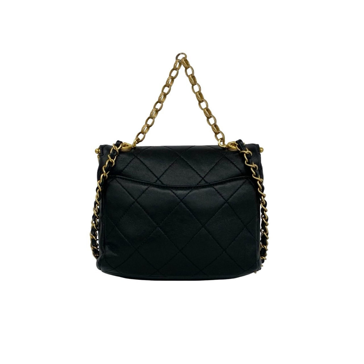 Chanel Black Leather Handbag Shoulder Bag (Pre-Owned)