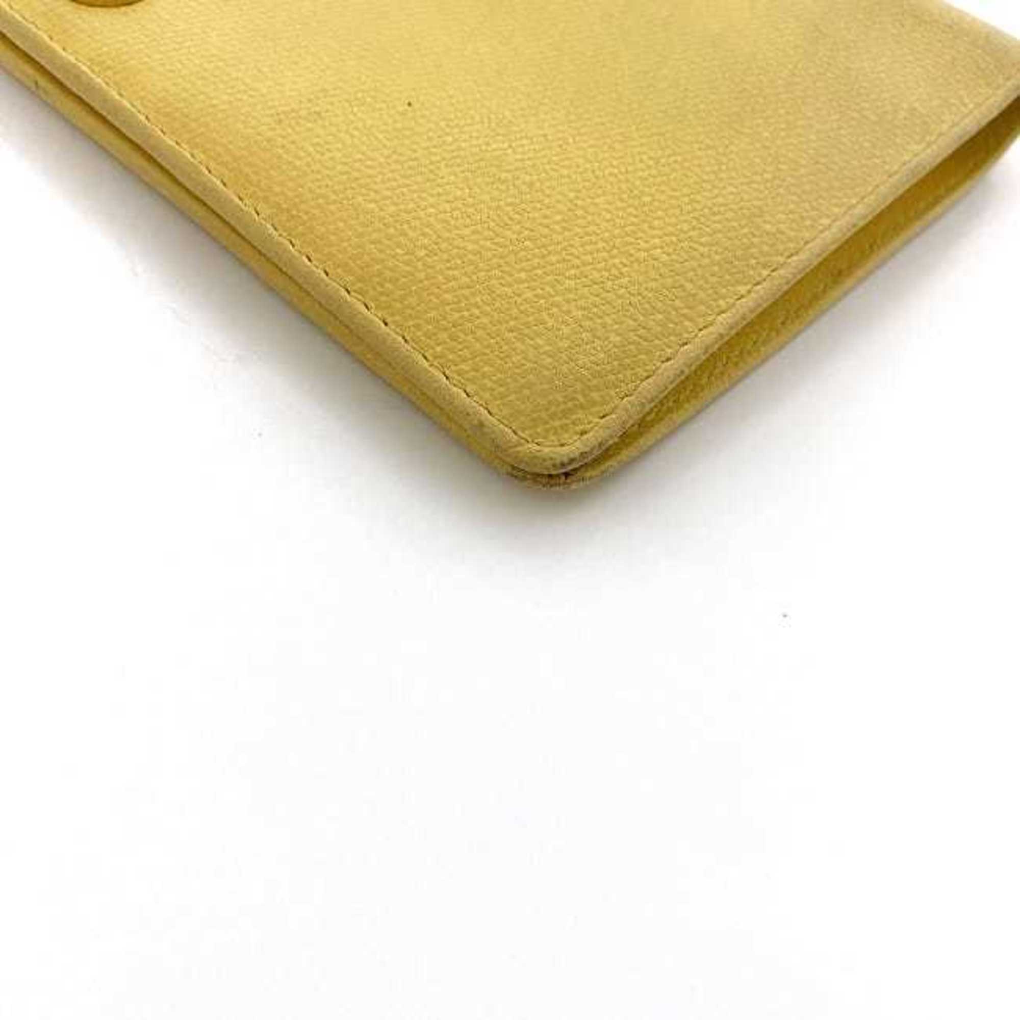Chanel Yellow Leather Long Wallet (Bi-Fold) (Pre-Owned)