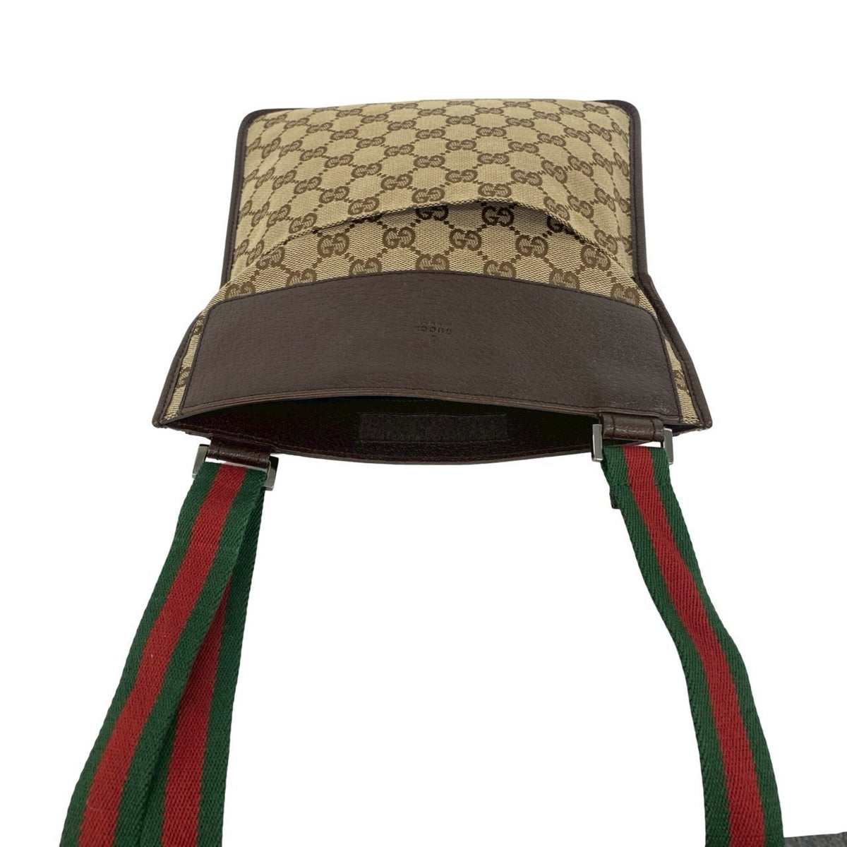 Gucci Brown Green Red Color Canvas Leather Shoulder Bag (Pre-Owned)