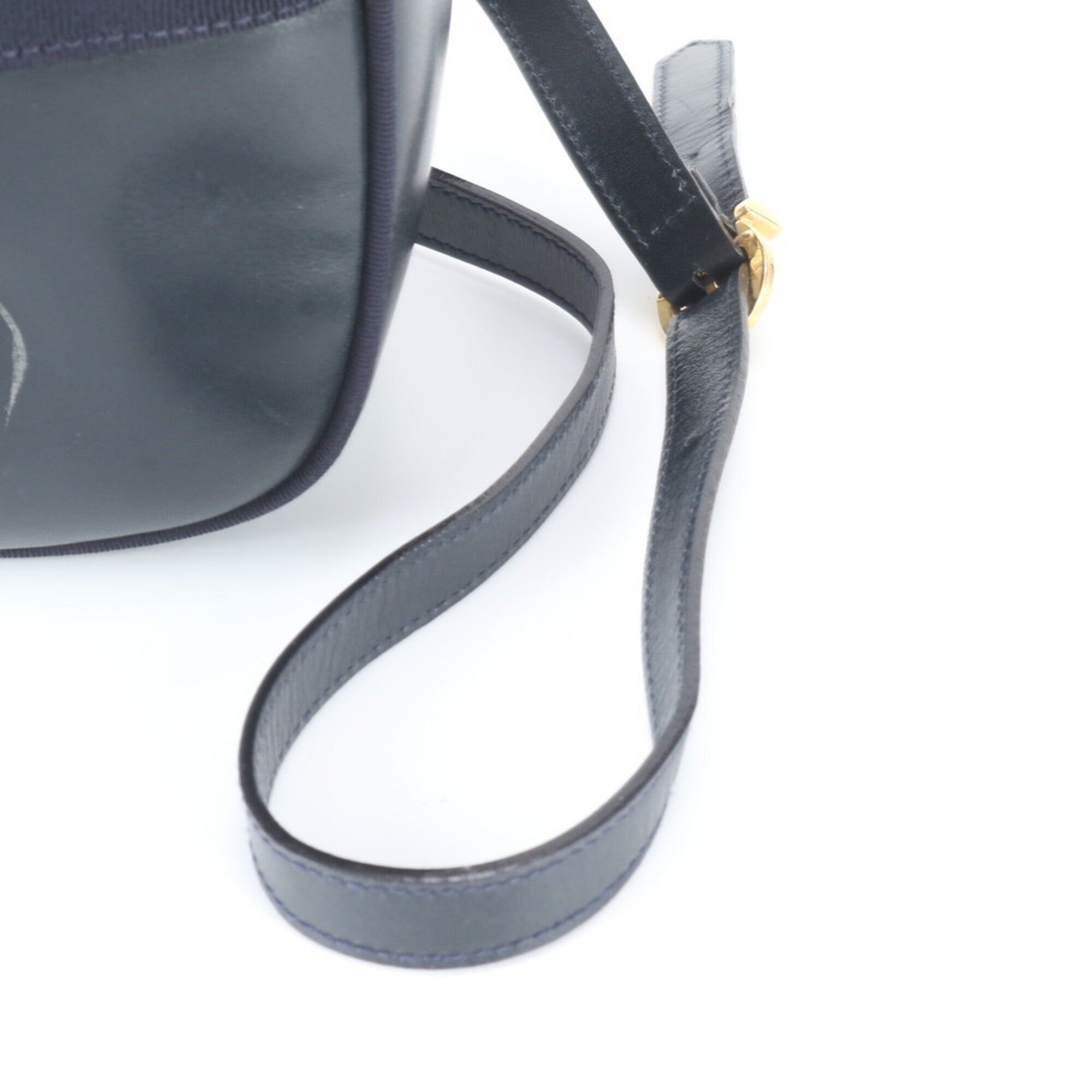 Salvatore Ferragamo Navy Leather Handbag Shoulder Bag Tote Bag (Pre-Owned)