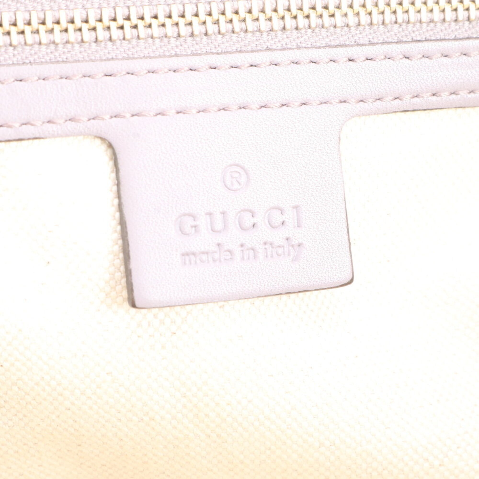 Gucci Beige Purple Leather Canvas Handbag Shoulder Bag Tote Bag (Pre-Owned)