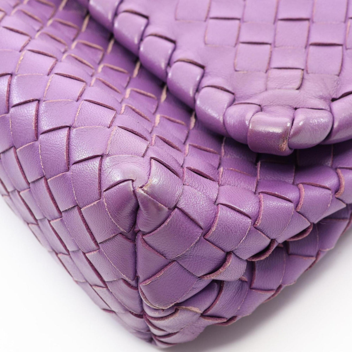 Bottega Veneta Intrecciato Purple Leather Shoulder Bag (Pre-Owned)