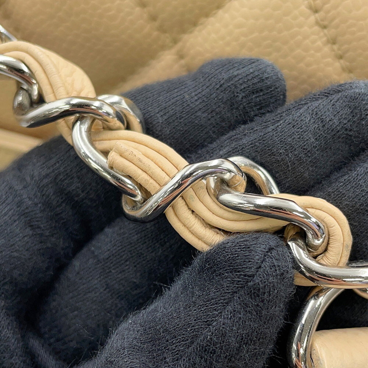Chanel Beige Grained Calfskin Handbag (Pre-Owned)