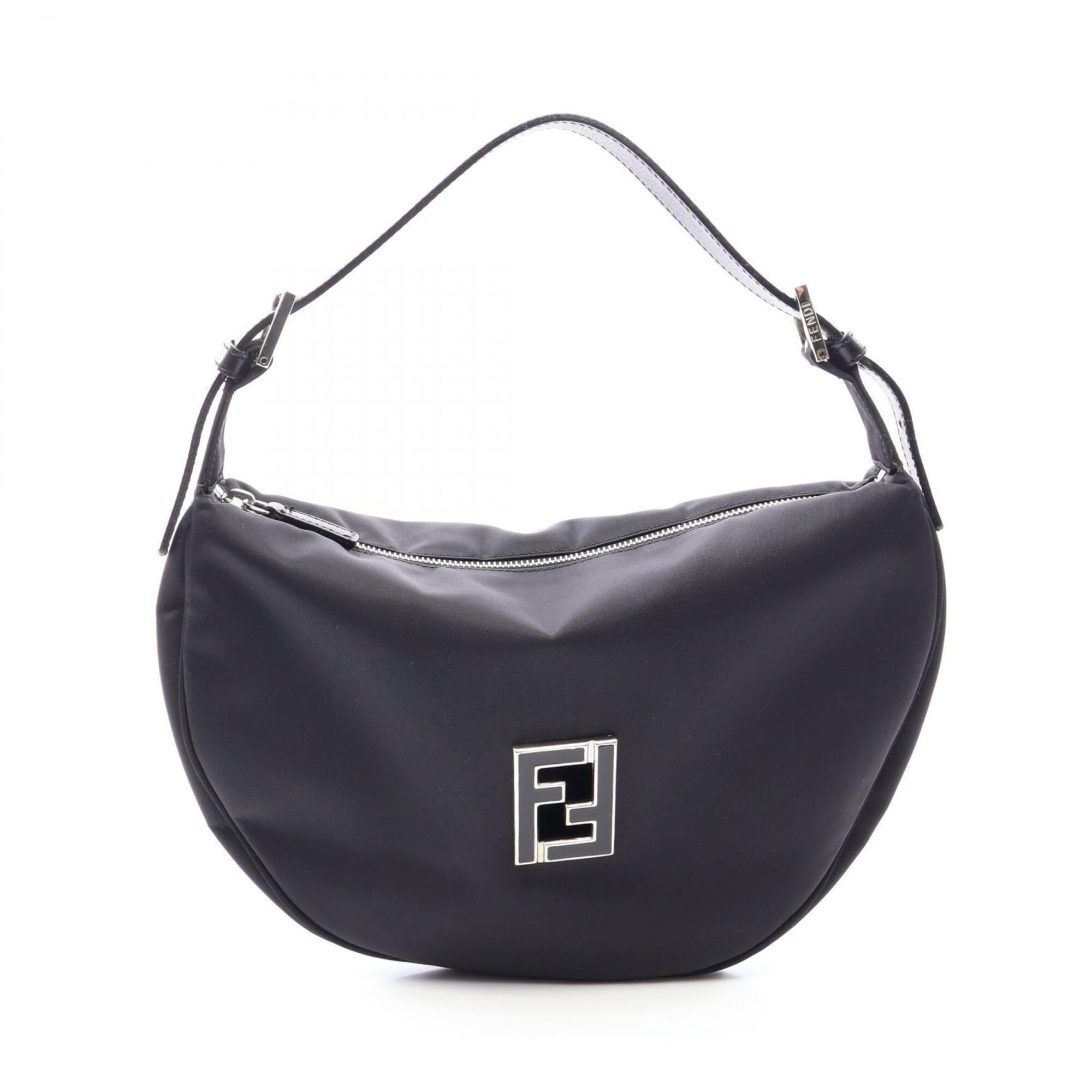 Fendi Black Nylon Leather Handbag Shoulder Bag (Pre-Owned)