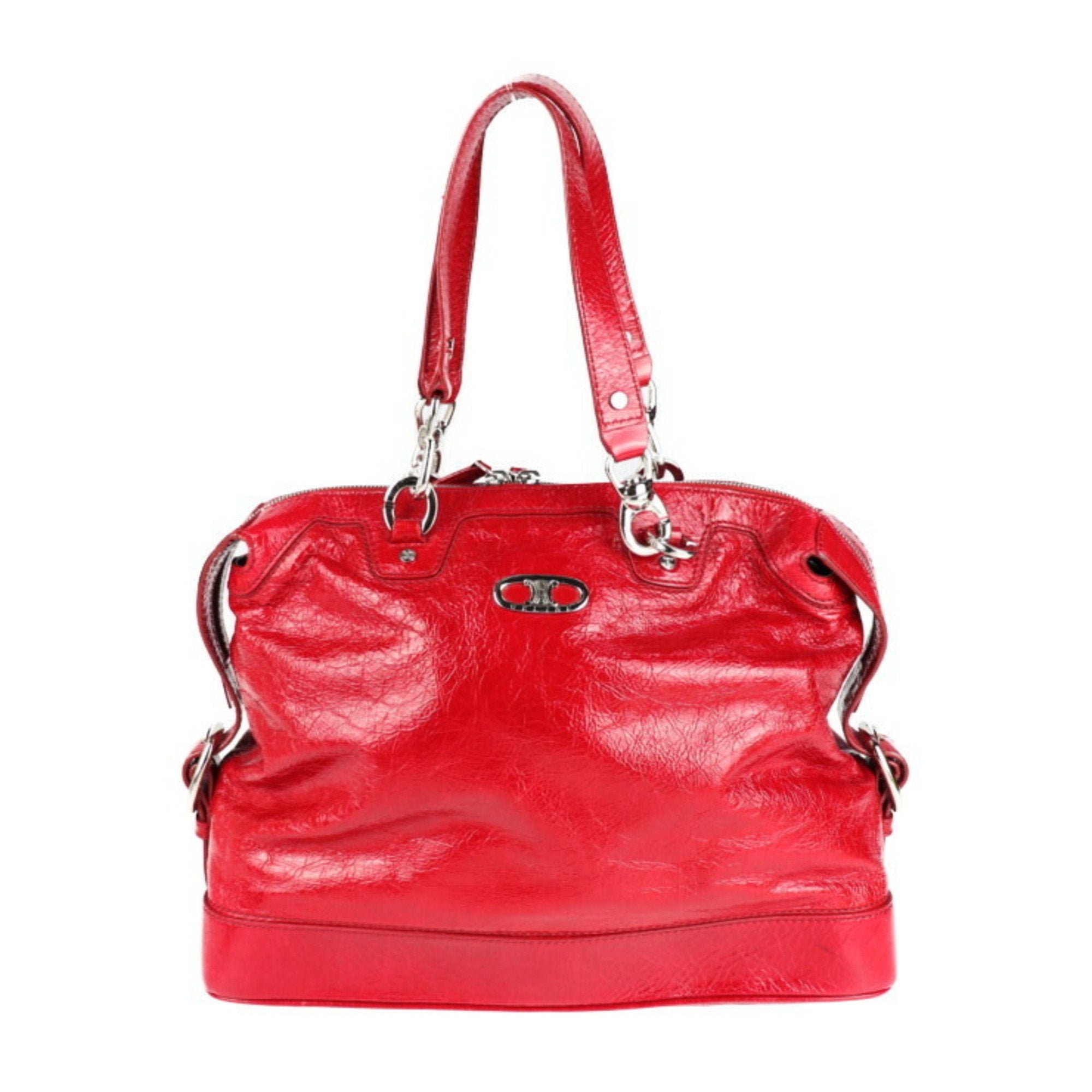 Celine Red Color Patent Leather Handbag Shopping Bag Shoulder Bag Tote Bag (Pre-Owned)