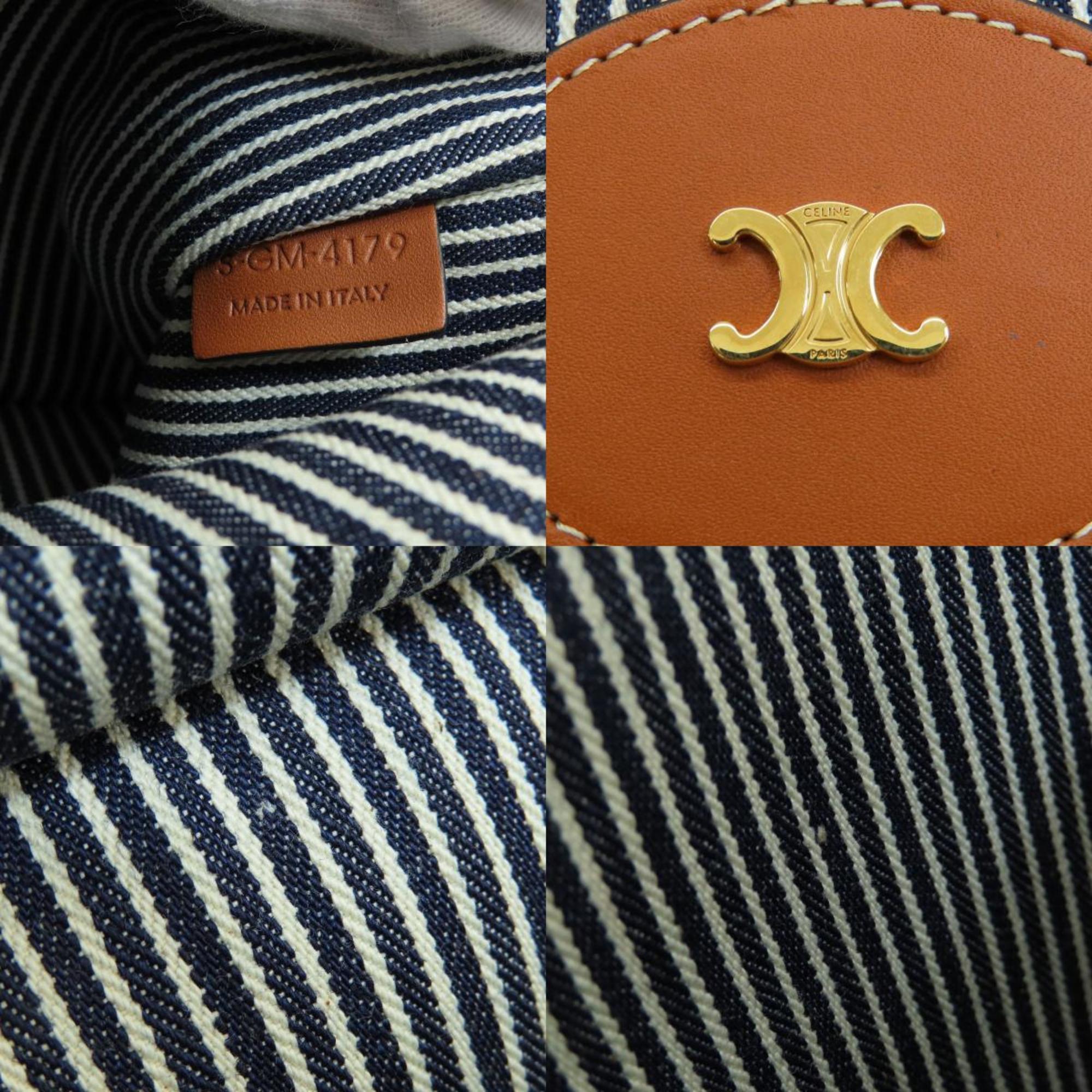 Celine Blue White Canvas Shoulder Bag (Pre-Owned)