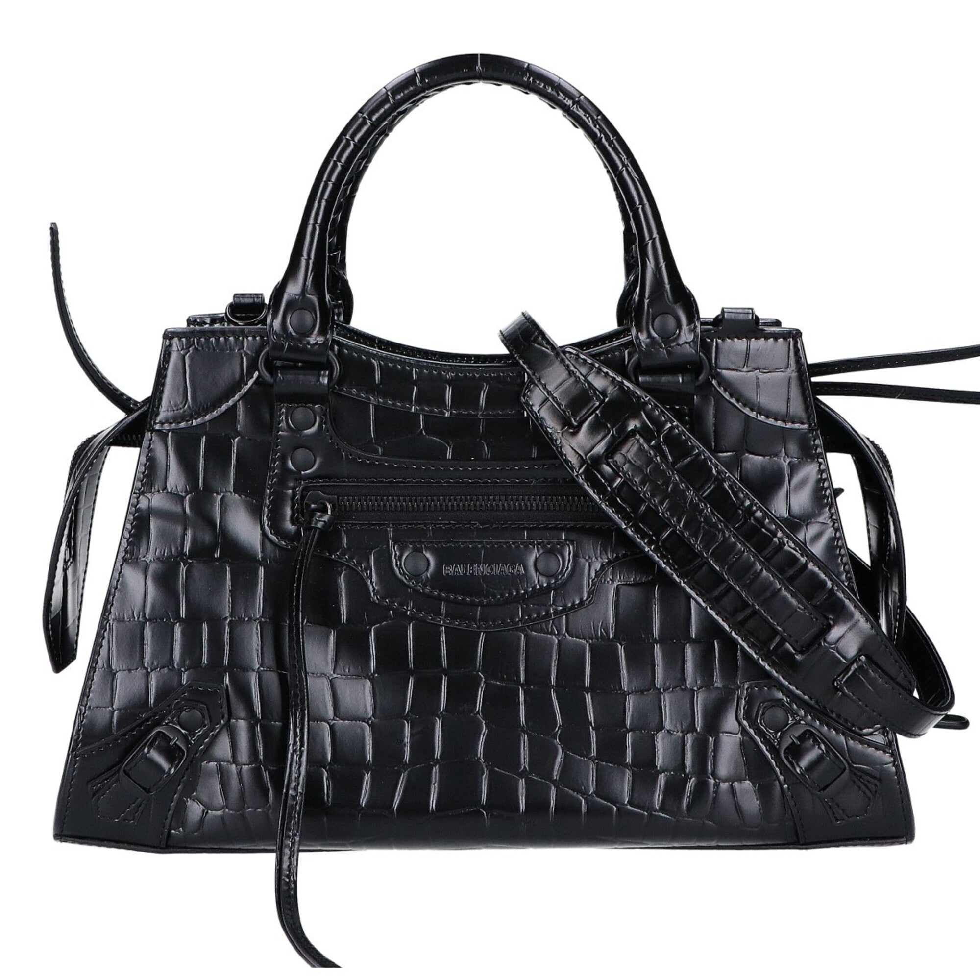 Balenciaga Black Leather Handbag Shoulder Bag (Pre-Owned)