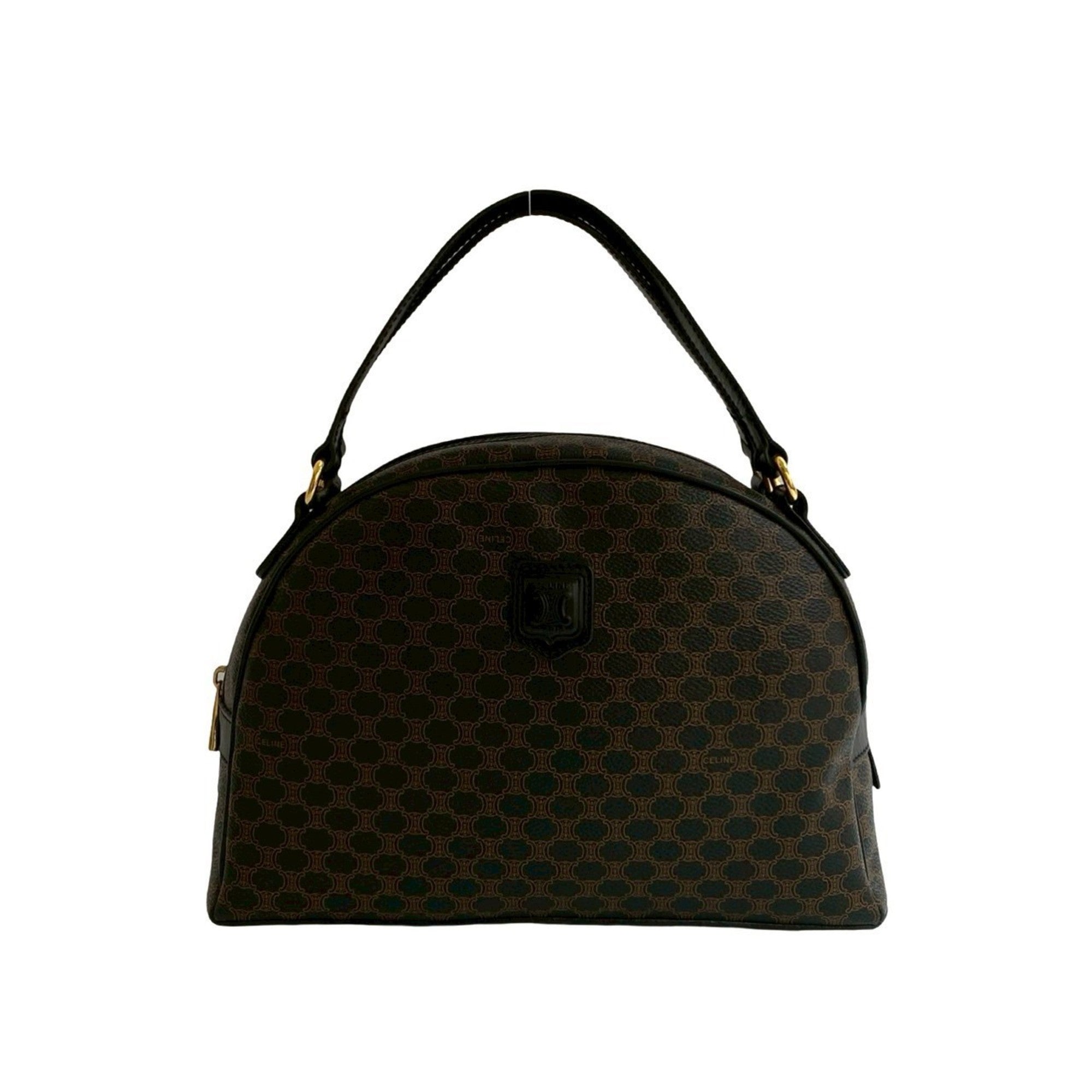 Celine Black Brown Leather Pvc Boston Bag Handbag (Pre-Owned)