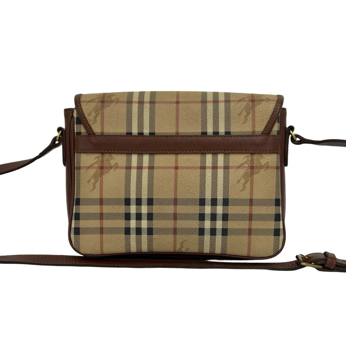 Burberry Beige Brown Leather Pvc Shoulder Bag (Pre-Owned)