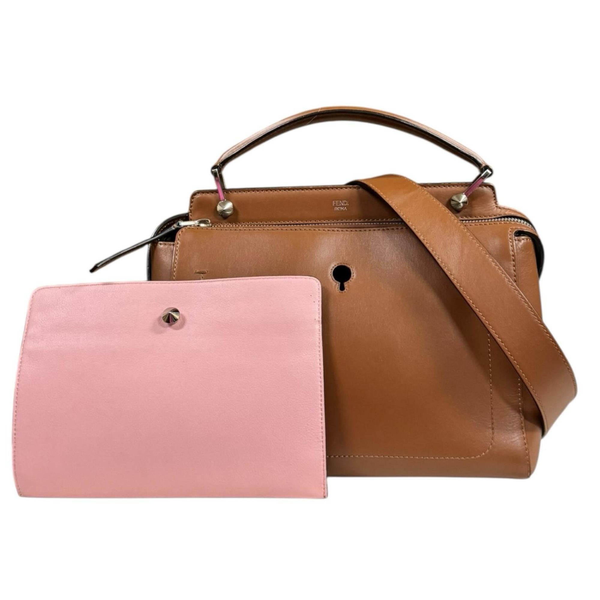 Fendi Dotcom Brown Leather Shoulder Bag (Pre-Owned)