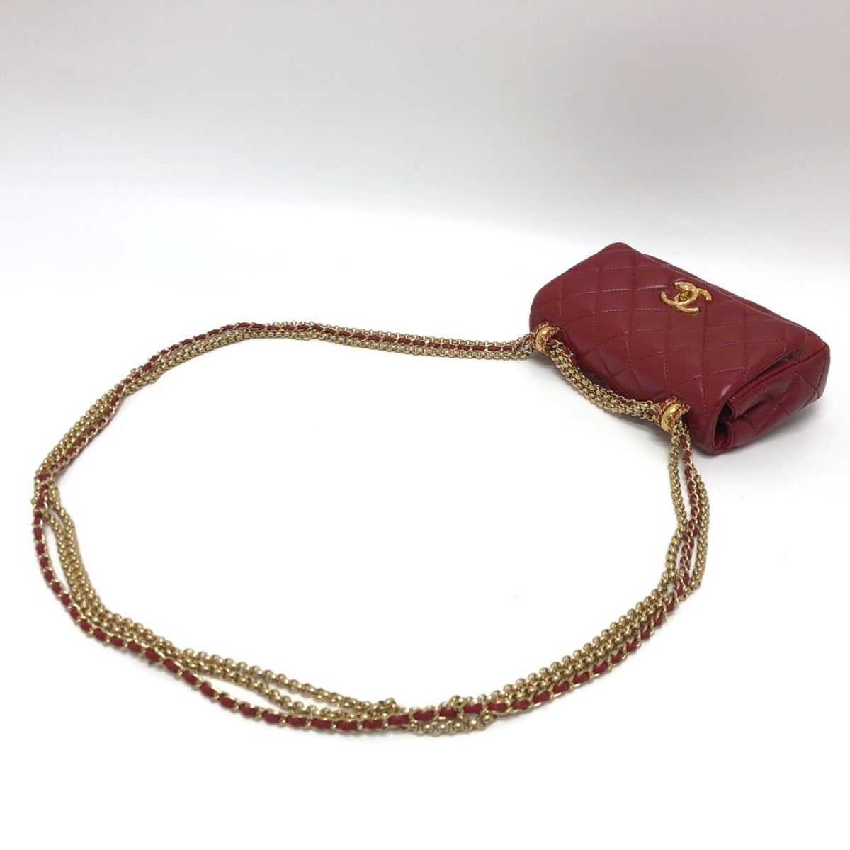 Chanel Red Color Leather Shoulder Bag (Pre-Owned)