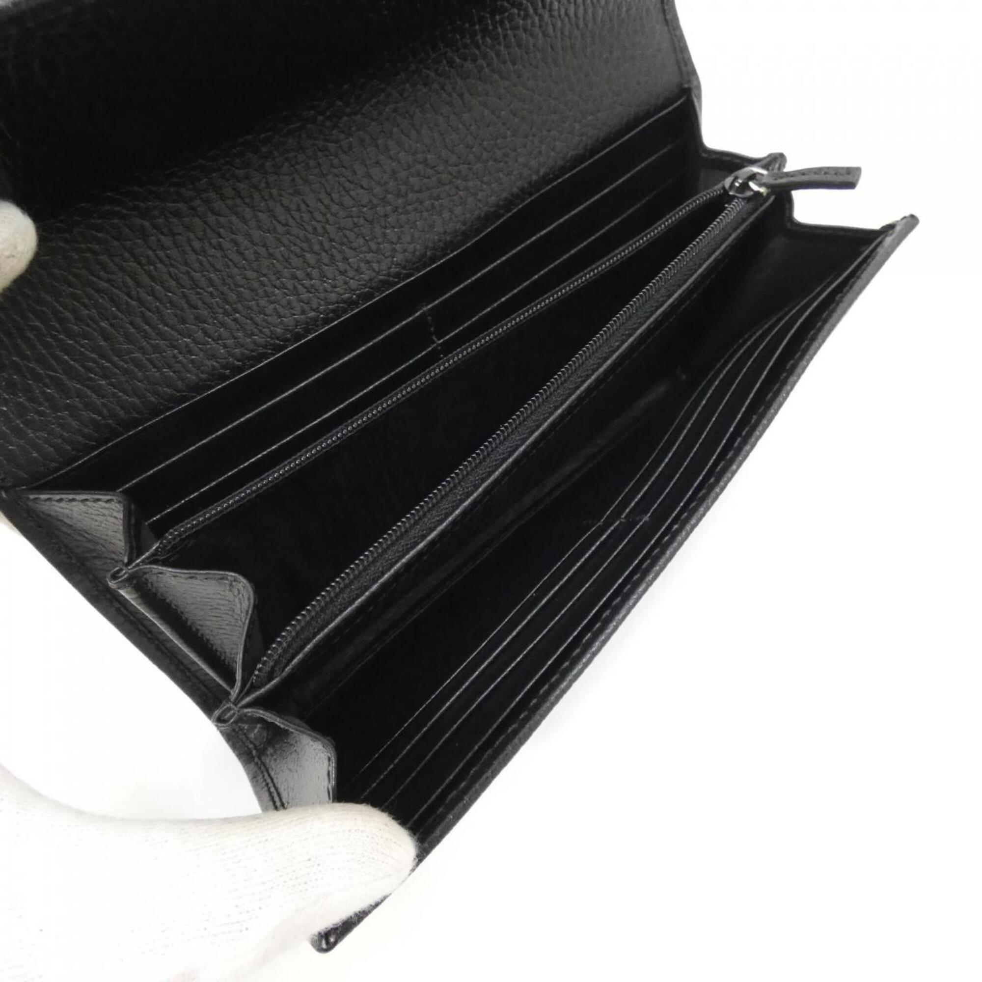 Gucci Black Leather Long Wallet (Bi-Fold) (Pre-Owned)