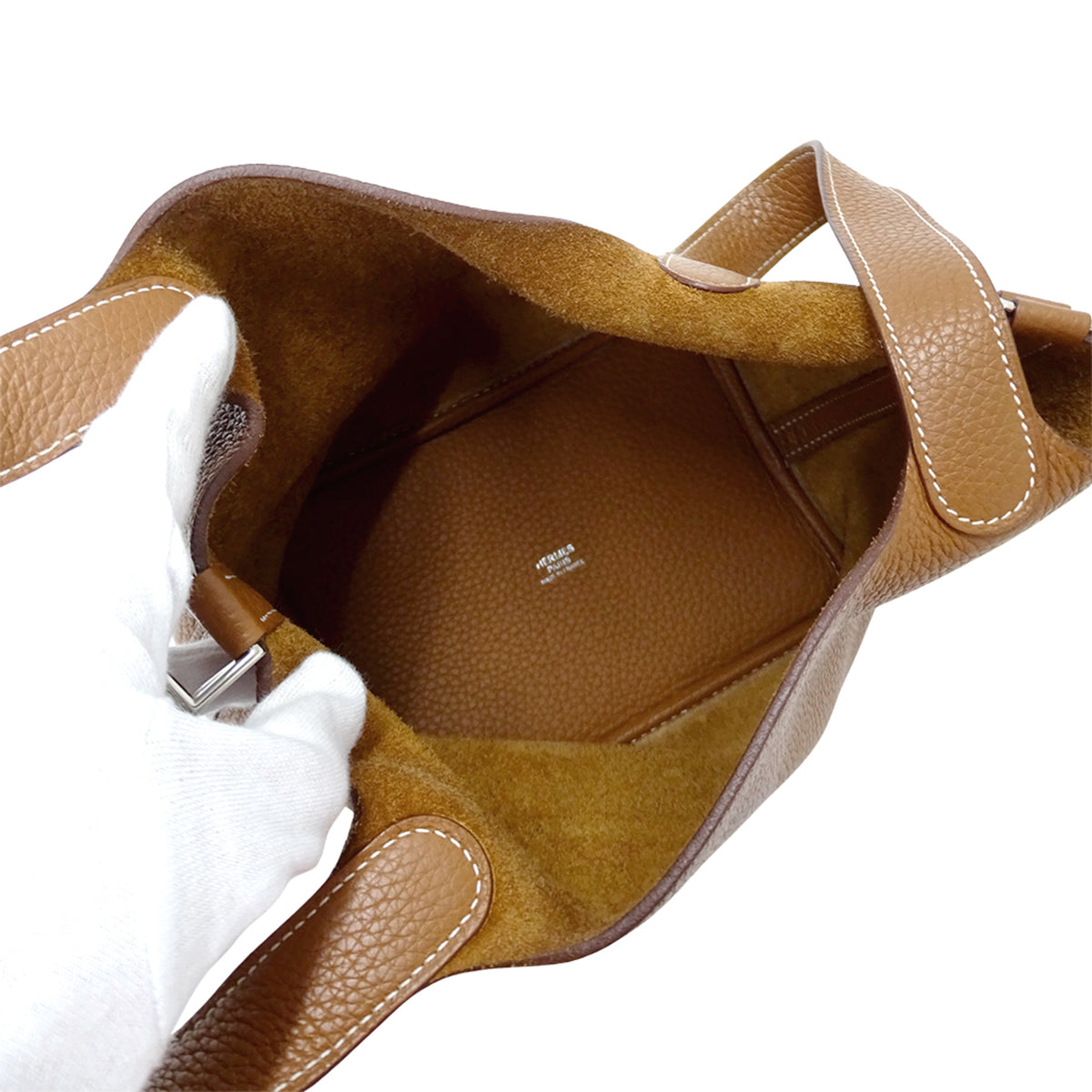 Hermes Brown Taurillon Clemence Leather Handbag Tote Bag (Pre-Owned)