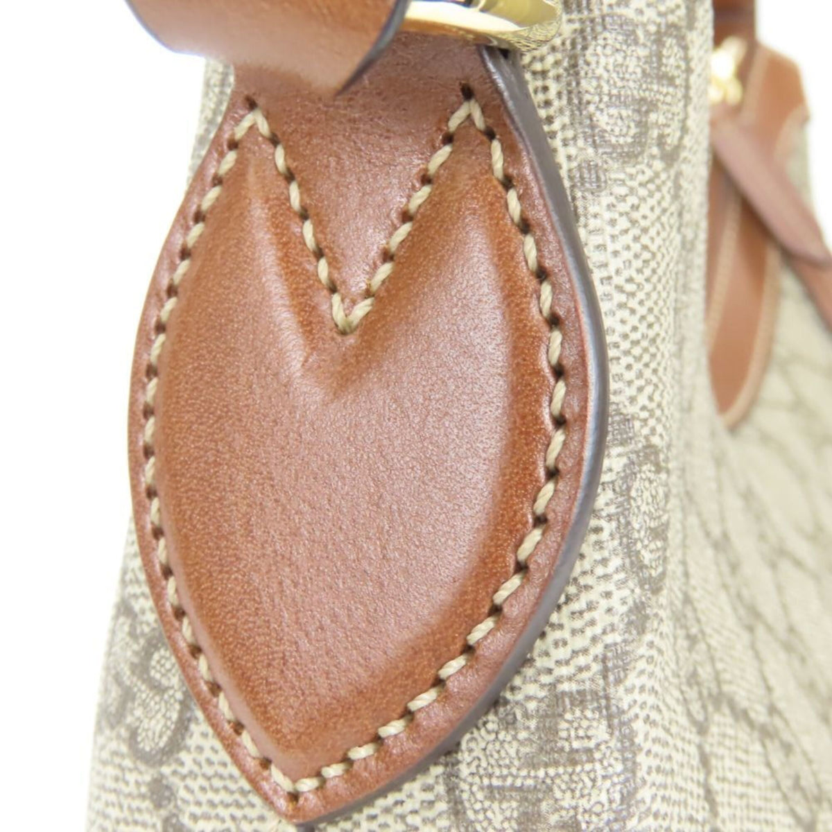 Gucci Beige Brown Gg Supreme Canvas Leather Shoulder Bag (Pre-Owned)