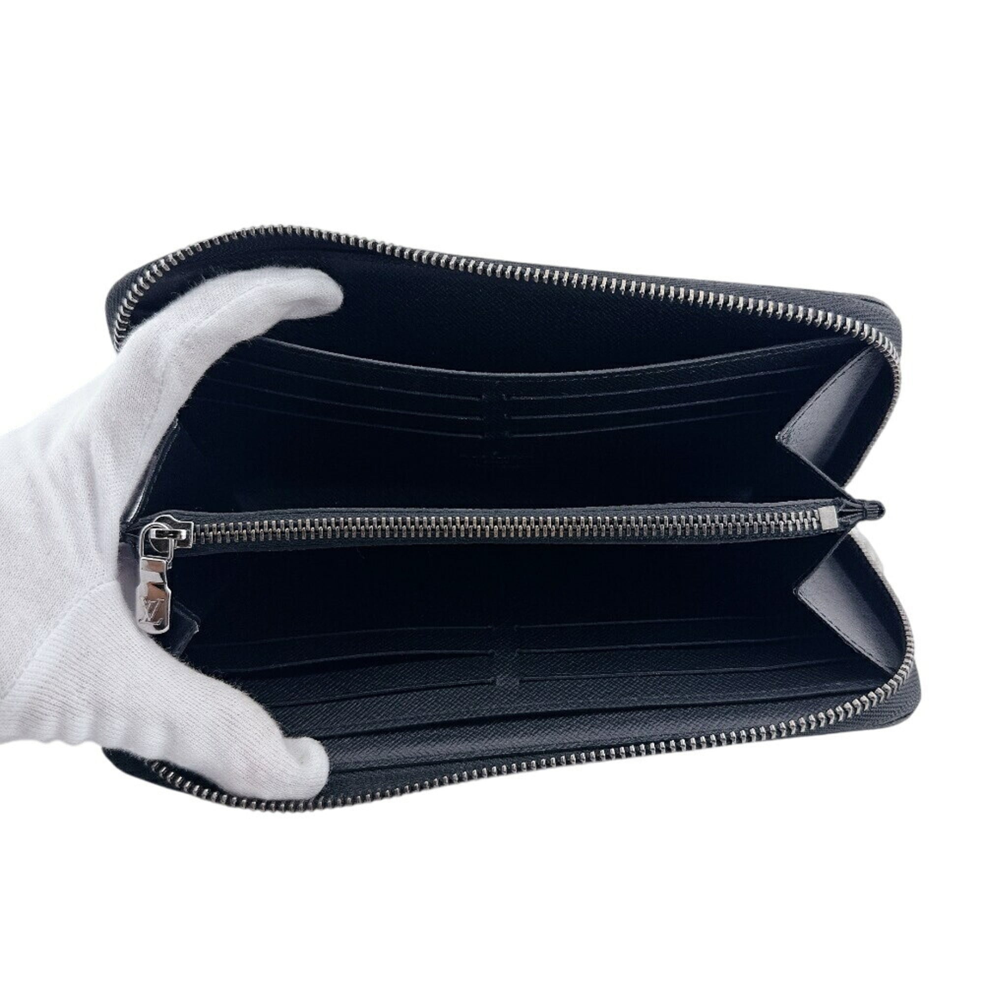 Louis Vuitton Monogram Eclipse Black Gray Monogram Eclipse Leather Long Wallet (Bi-Fold) (Pre-Owned)