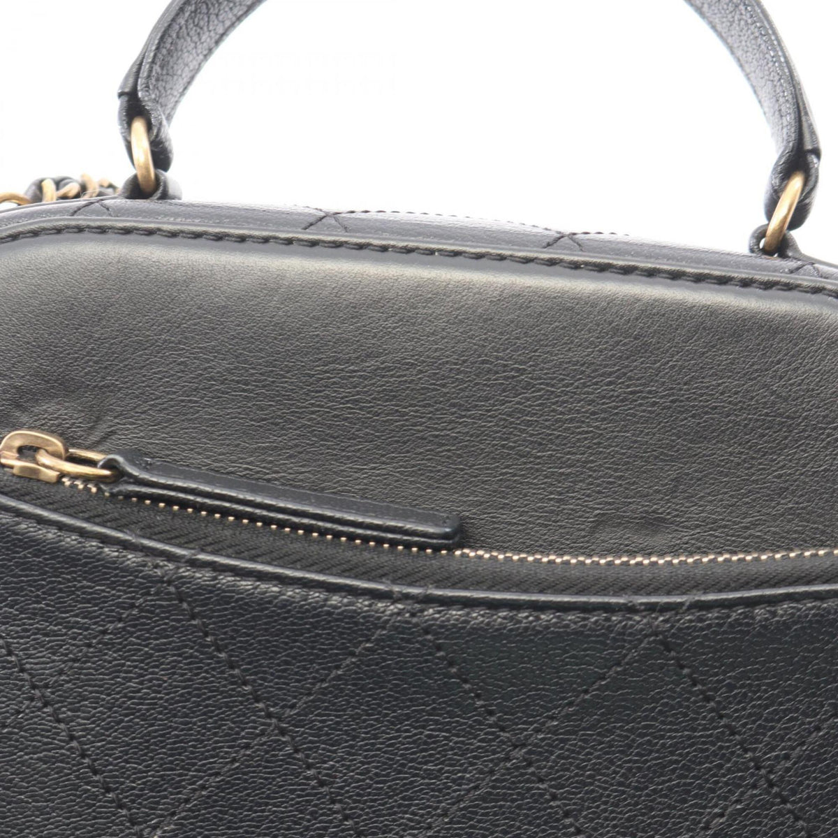 Chanel Black Leather Handbag Shoulder Bag Vanity Bag (Pre-Owned)