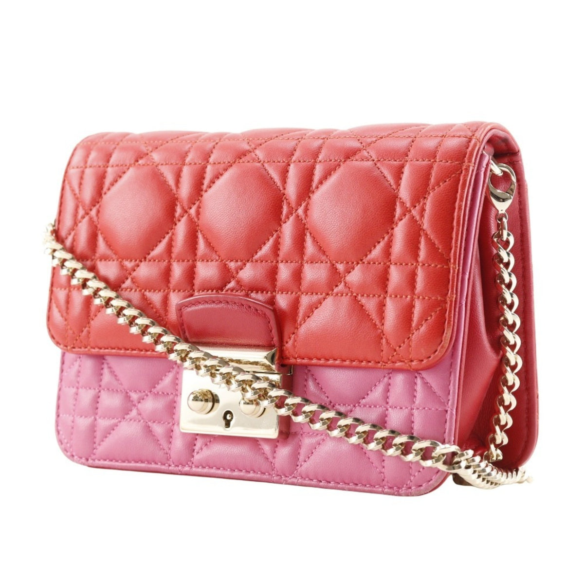 Christian Dior Pink Red Color Leather Shoulder Bag (Pre-Owned)