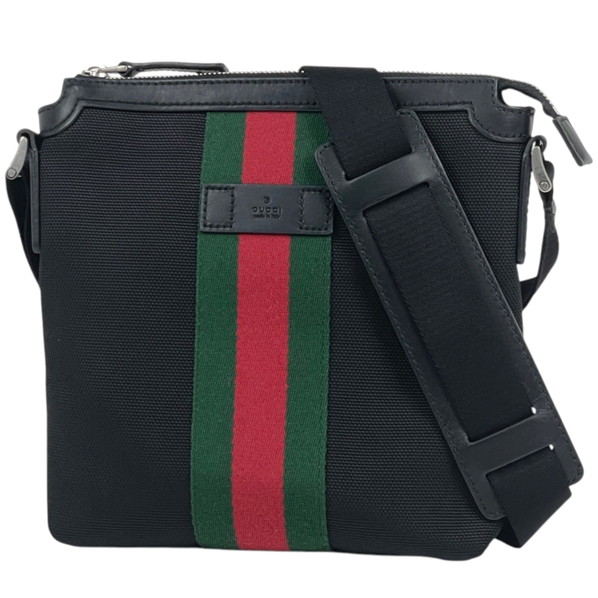 Gucci Black Canvas Leather Shoulder Bag (Pre-Owned)