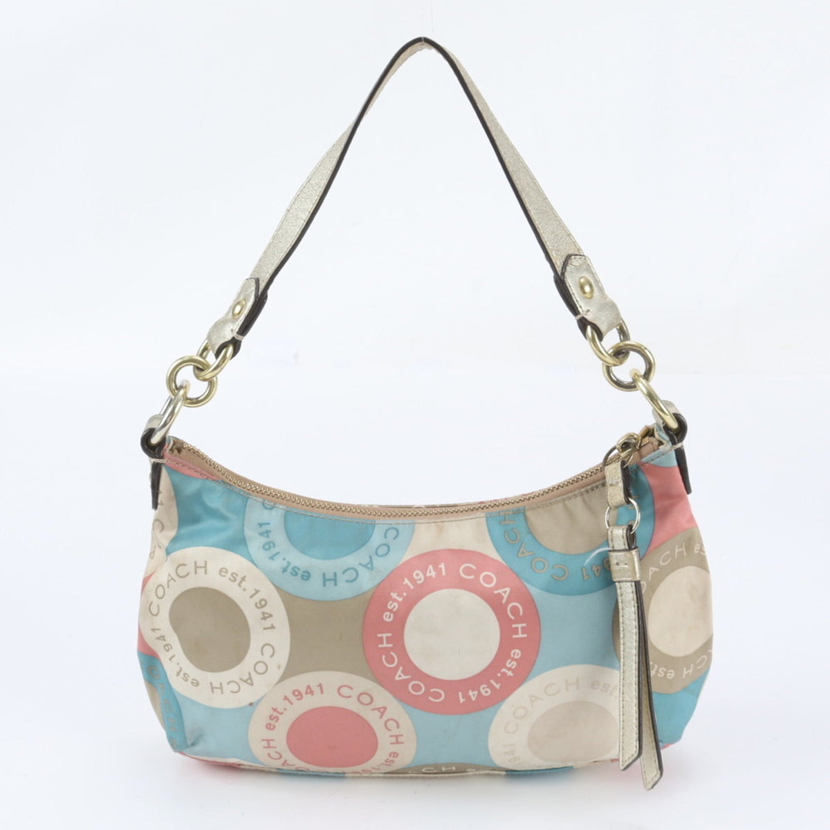 Coach Beige Leather Nylon Handbag Shoulder Bag (Pre-Owned)