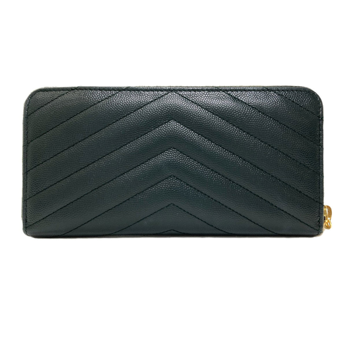 Saint Laurent Dark Green Leather Long Wallet (Bi-Fold) (Pre-Owned)