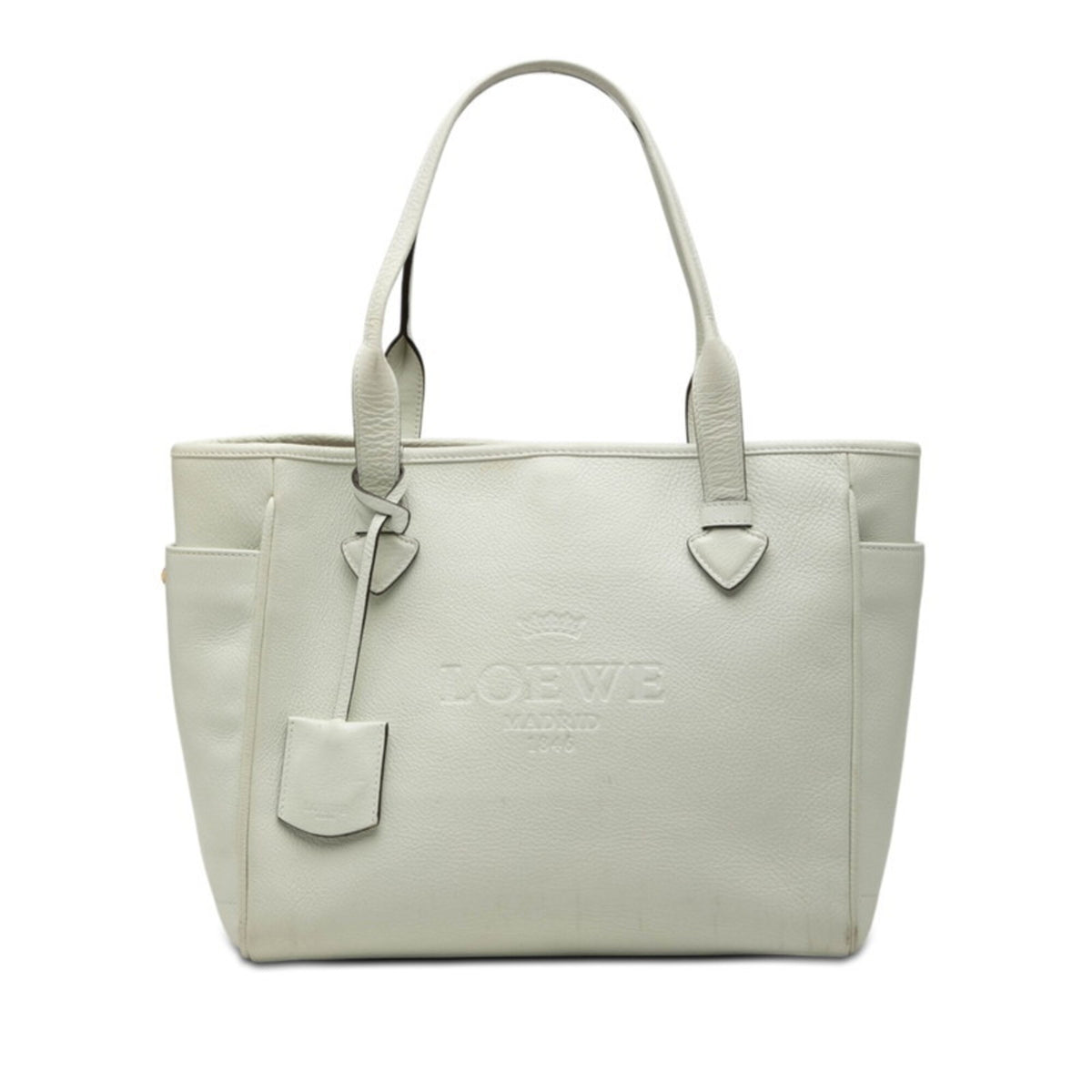 Loewe White Leather Shoulder Bag Tote Bag (Pre-Owned)