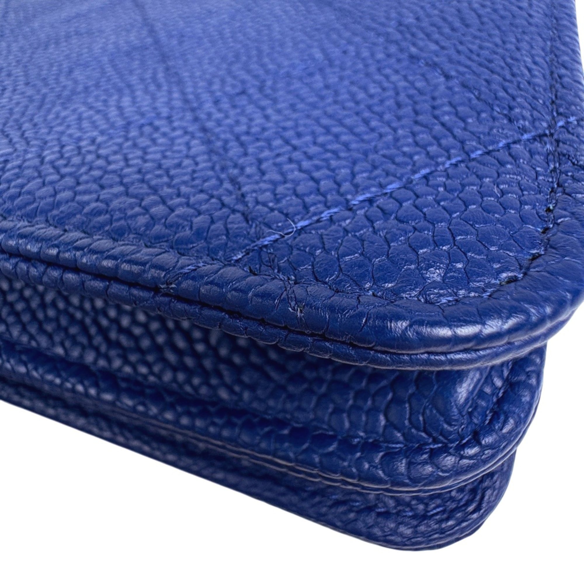 Chanel Blue Grained Calfskin Shoulder Bag (Pre-Owned)