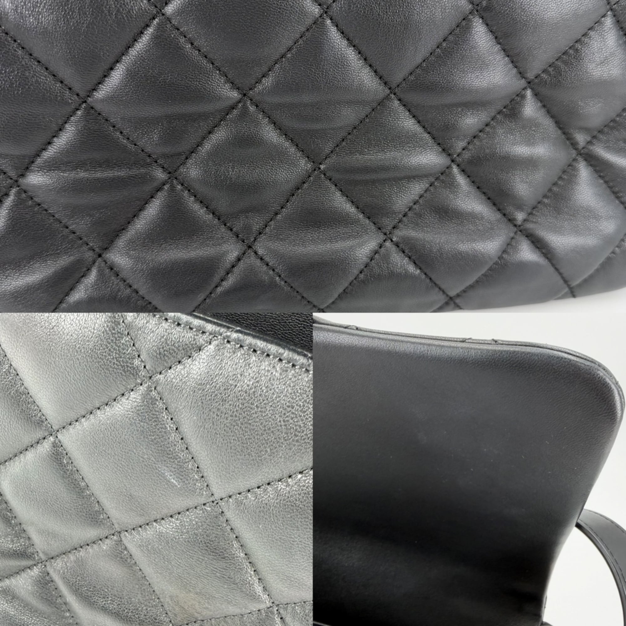 Chanel Matelasse Black Leather Shoulder Bag (Pre-Owned)