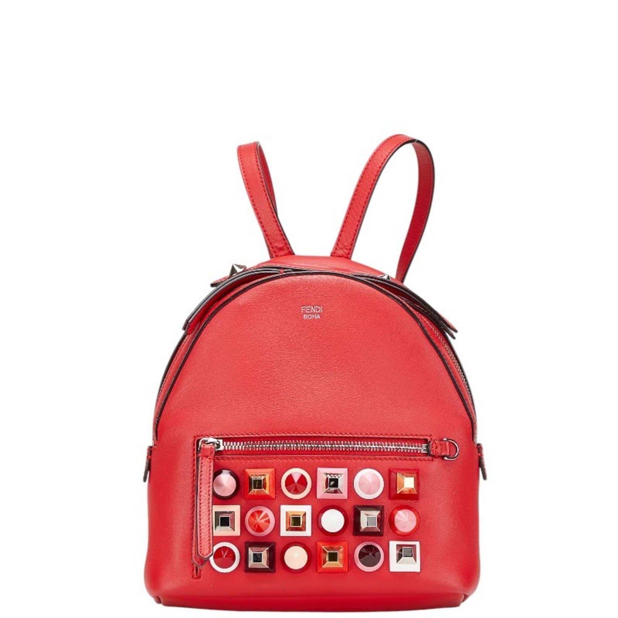 Fendi Red Color Leather Backpack (Pre-Owned)