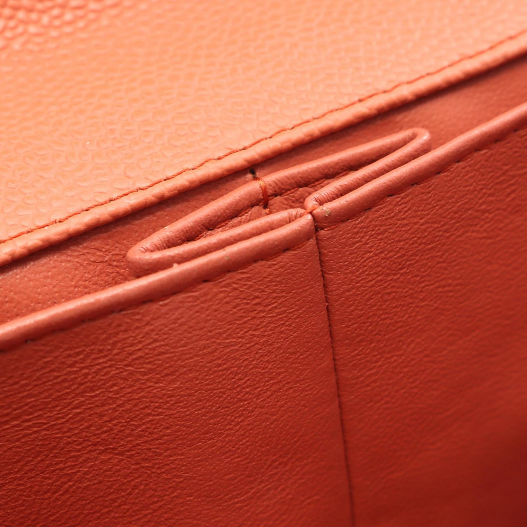 Chanel Orange Grained Calfskin Handbag Shoulder Bag (Pre-Owned)