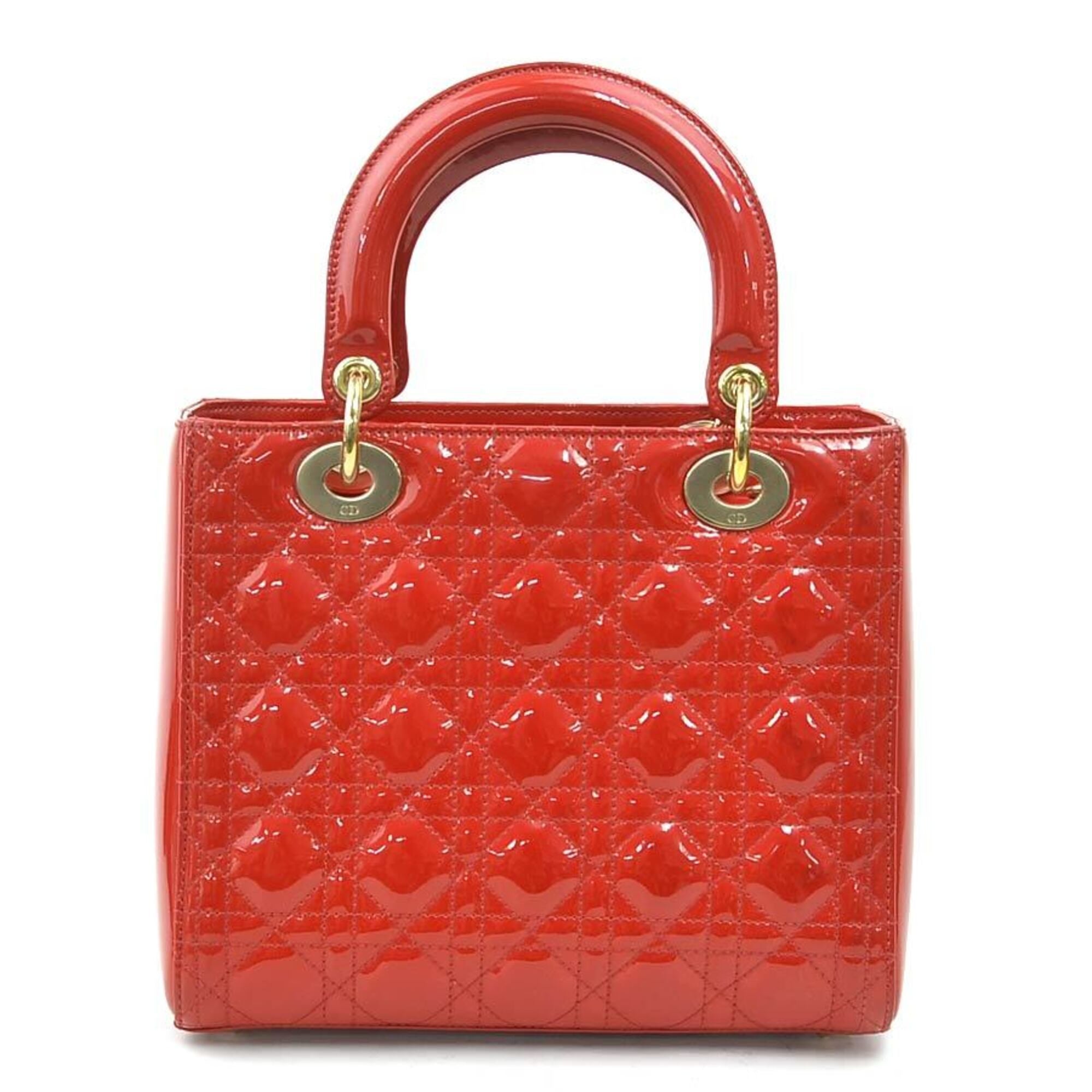 Christian Dior Red Color Patent Leather Handbag Shoulder Bag (Pre-Owned)