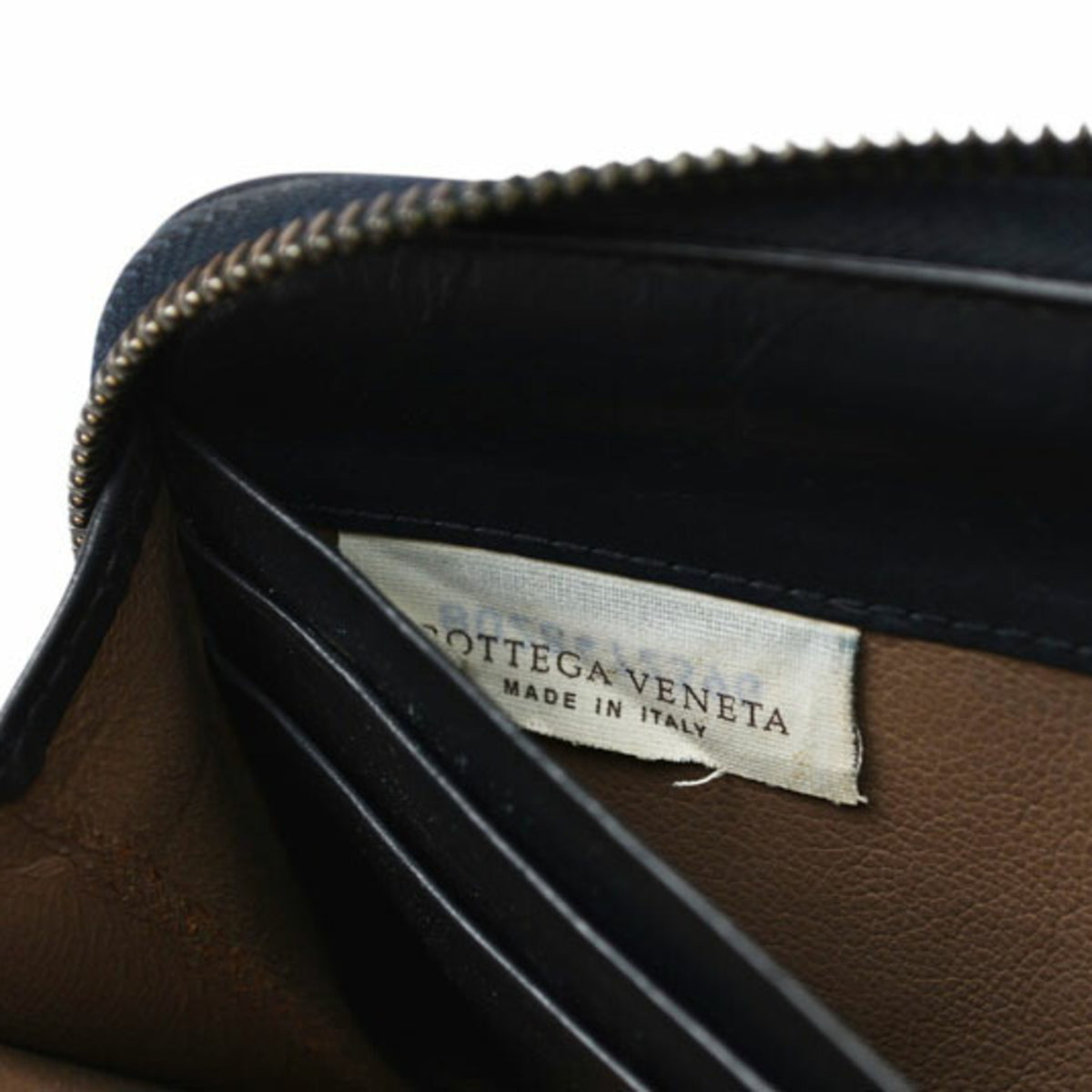 Bottega Veneta Navy Leather Long Wallet (Bi-Fold) (Pre-Owned)