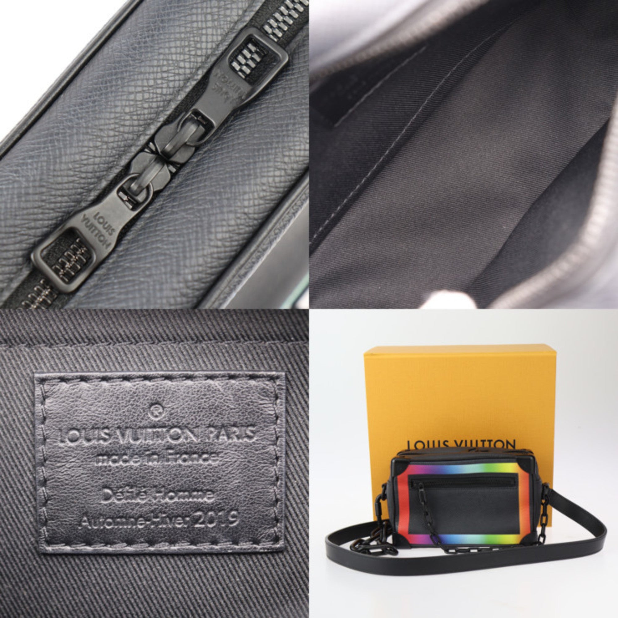 Louis Vuitton Black Multi-Color Taiga Leather Handbag Pochette Shoulder Bag (Pre-Owned)