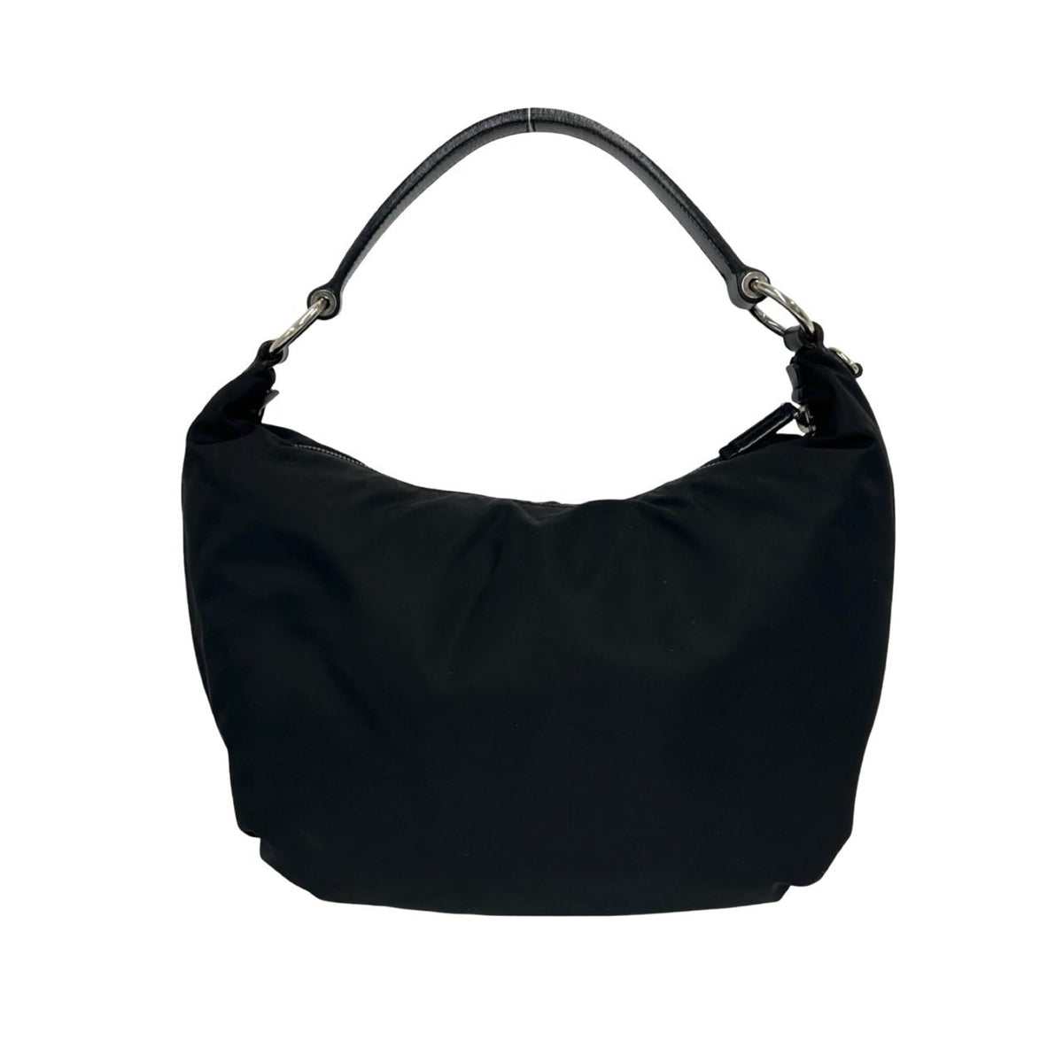Prada Black Nylon Leather Shoulder Bag Tote Bag (Pre-Owned)