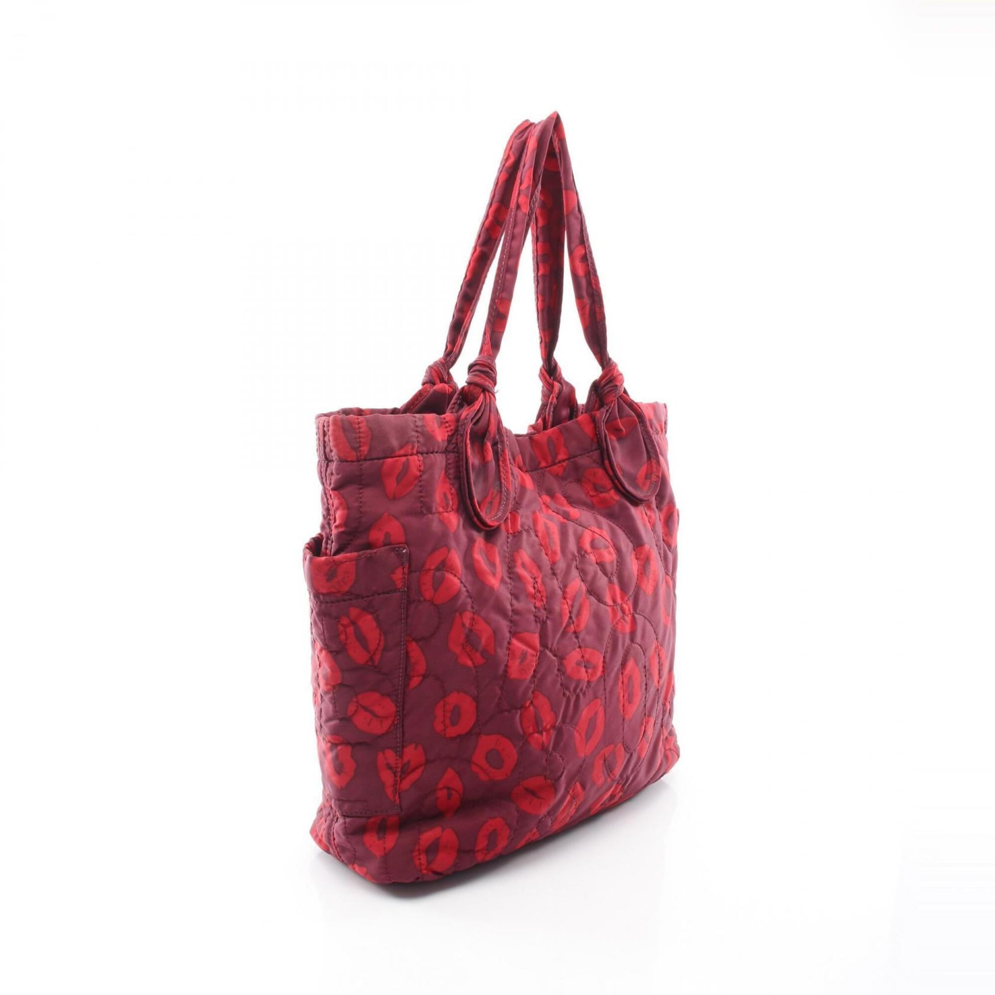Marc By Marc Jacobs Bordeaux Red Color Nylon Handbag Tote Bag (Pre-Owned)