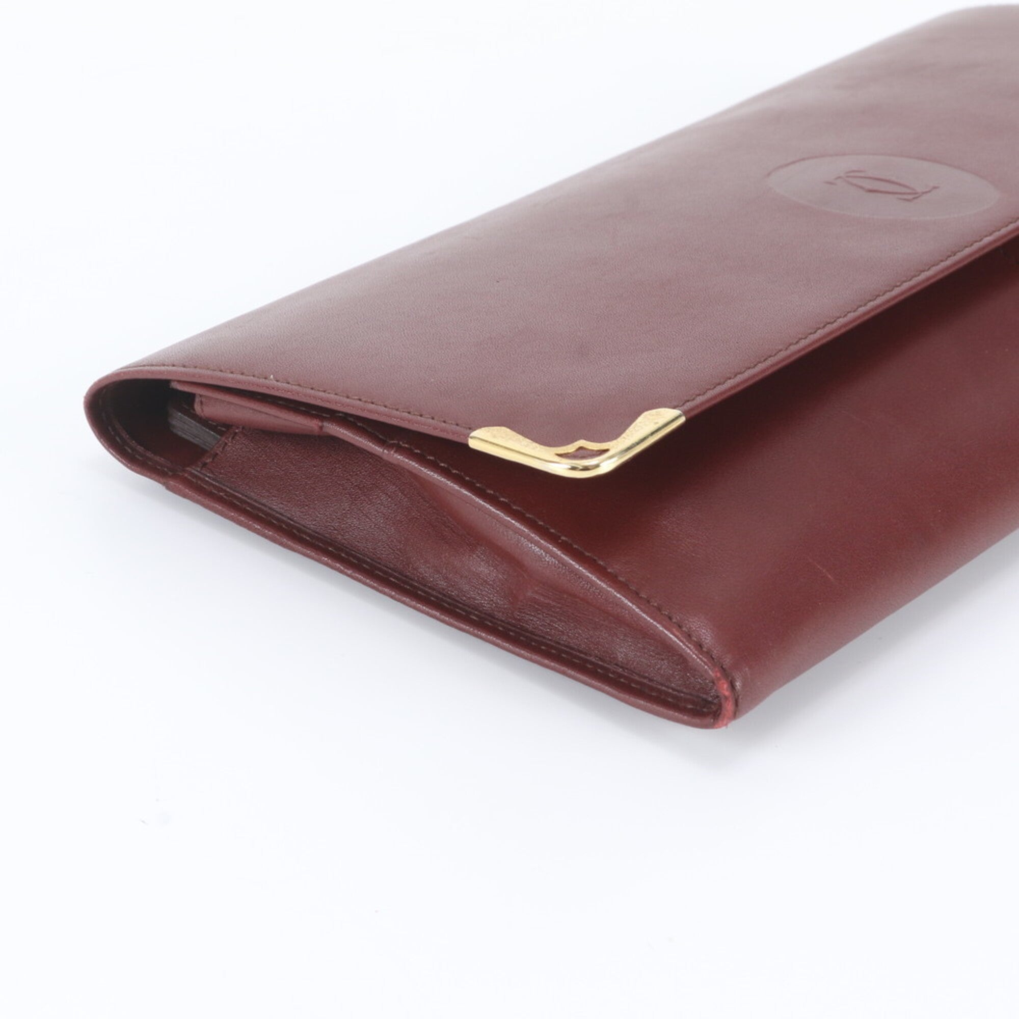 Cartier Bordeaux Leather Clutch Bag Handbag Pouch (Pre-Owned)
