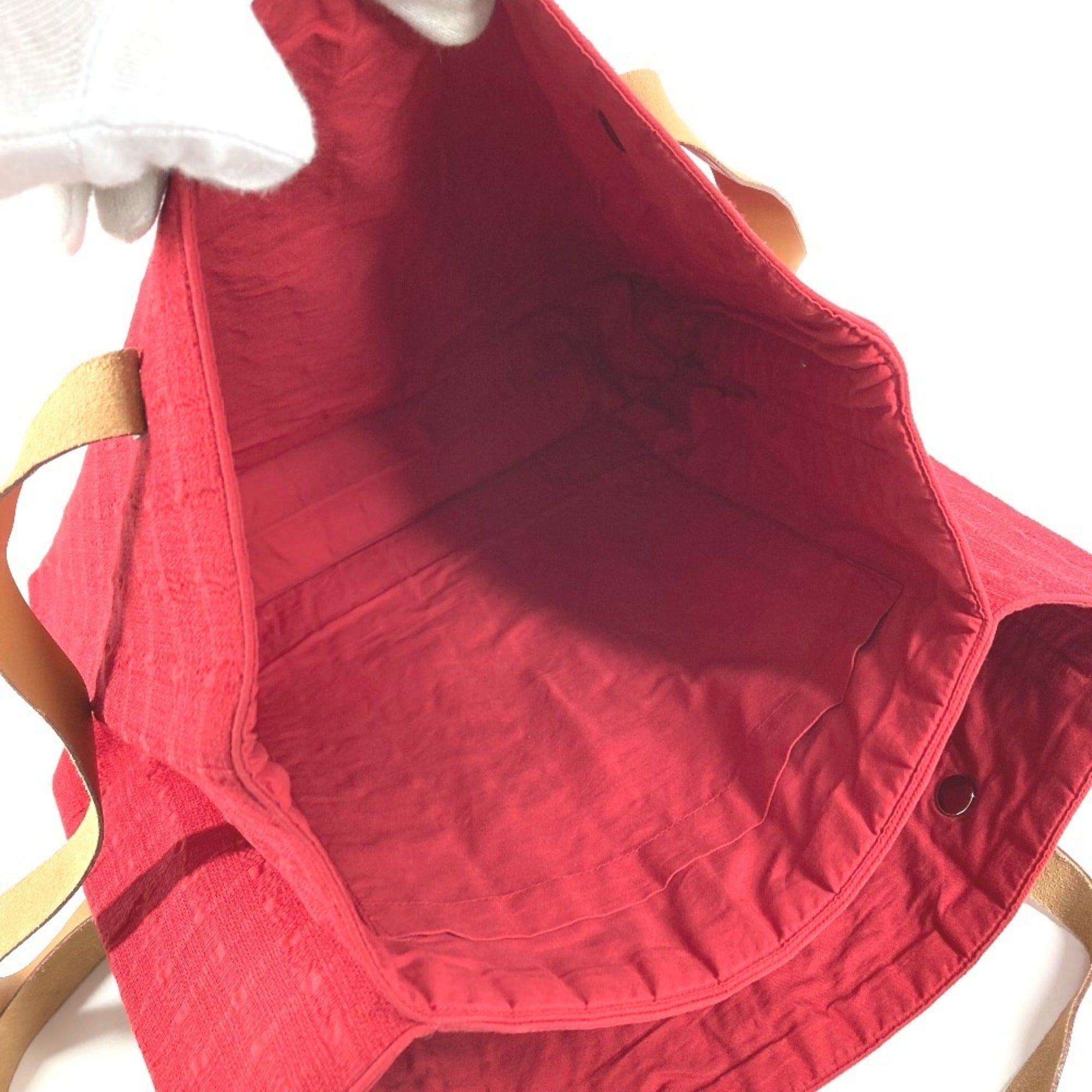 Hermes Ahmedabad Red Color Cotton Leather Shoulder Bag Tote Bag (Pre-Owned)