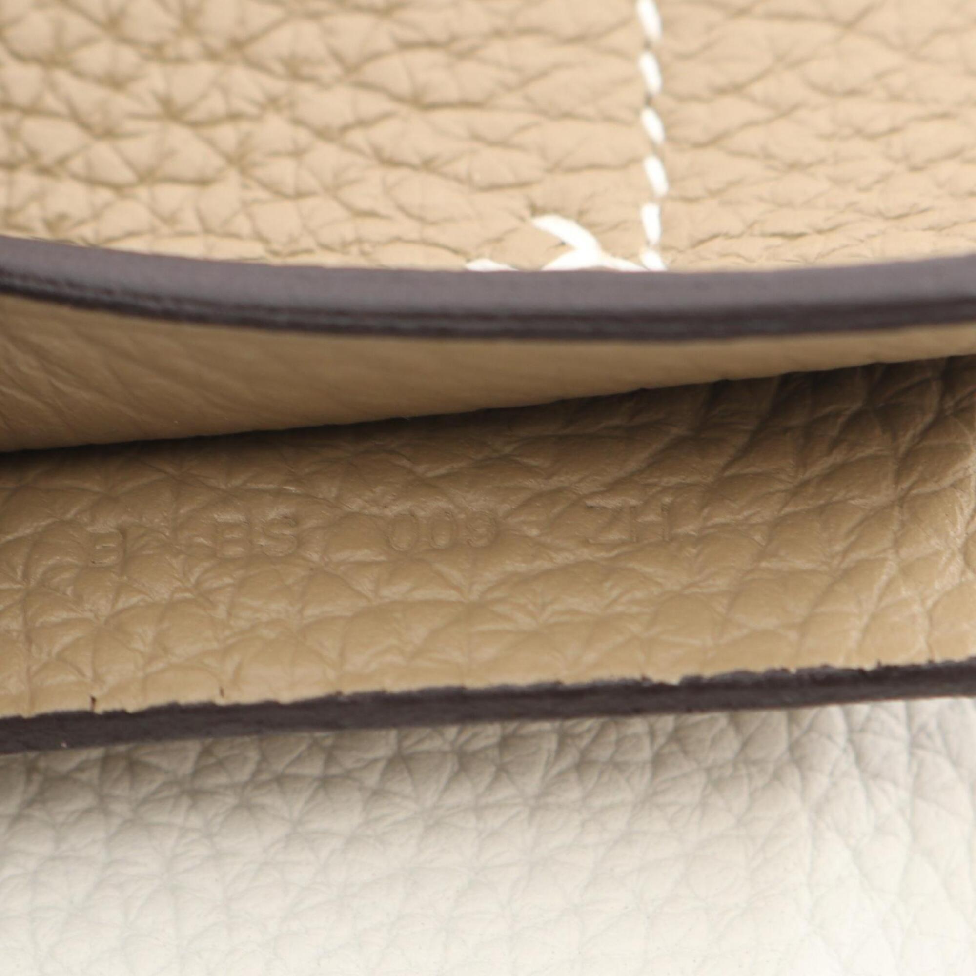 Hermes Beige White Taurillon Clemence Leather Handbag Tote Bag (Pre-Owned)