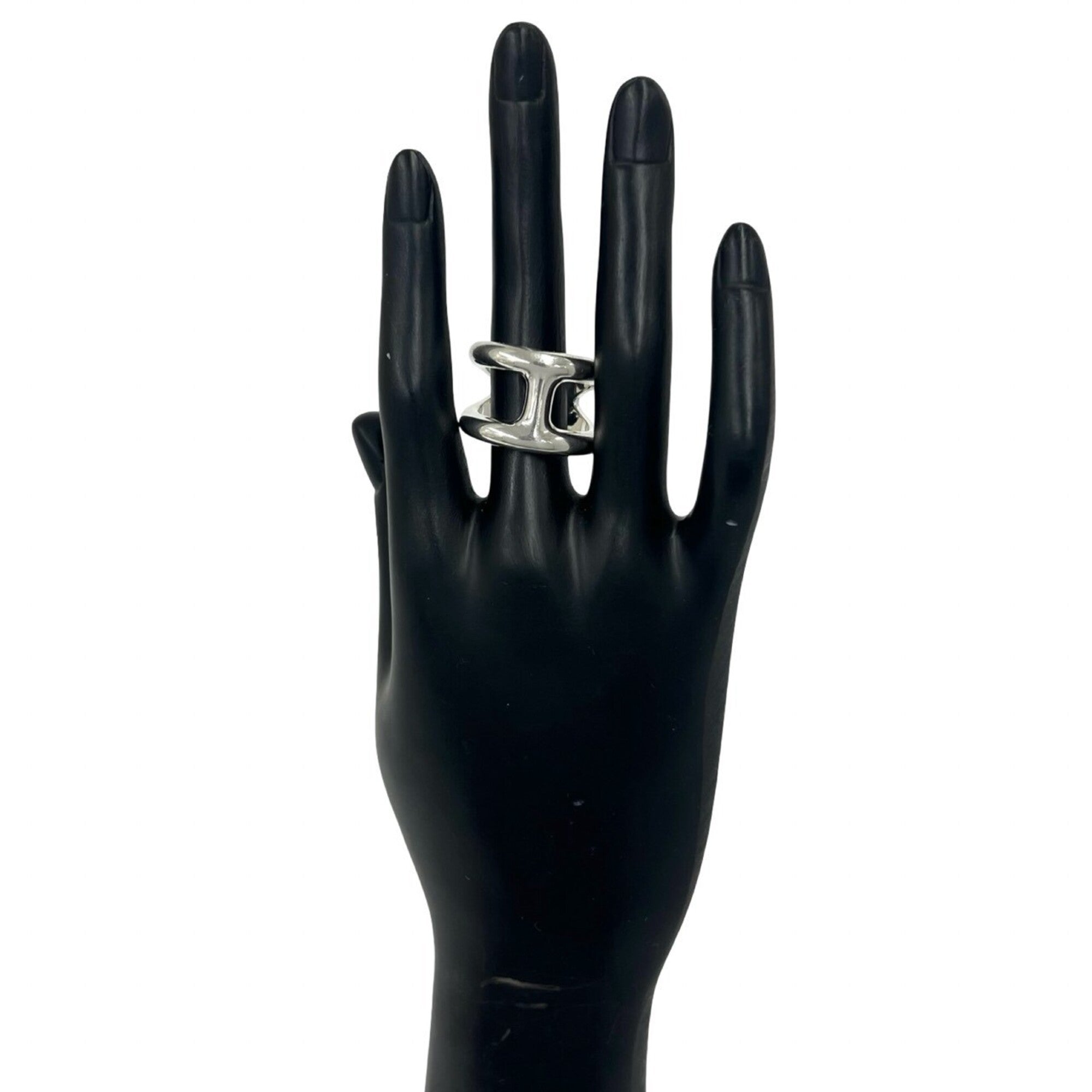 Hermes Silver Silver 925 Band Ring (Pre-Owned)