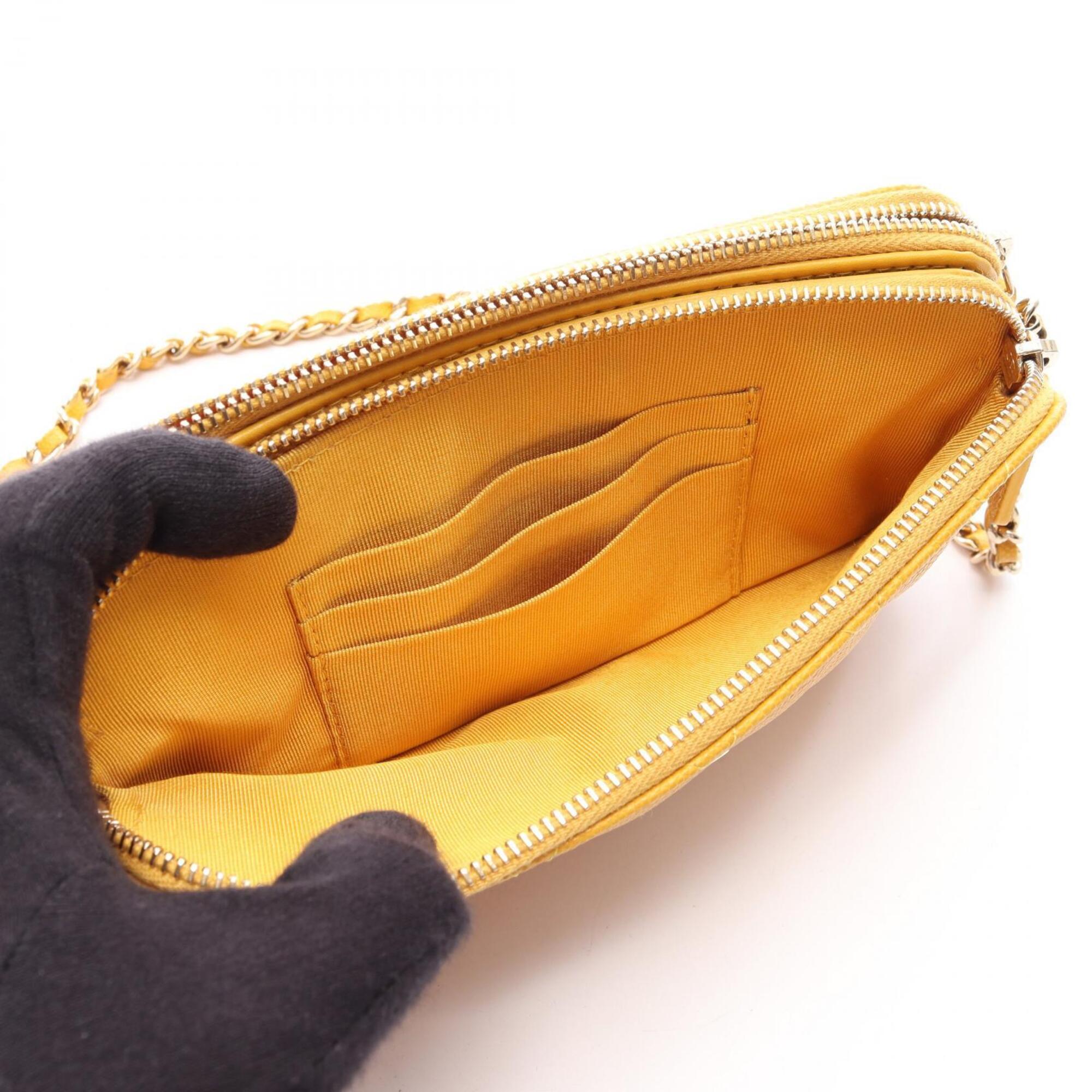Chanel Yellow Grained Calfskin Handbag Shoulder Bag (Pre-Owned)