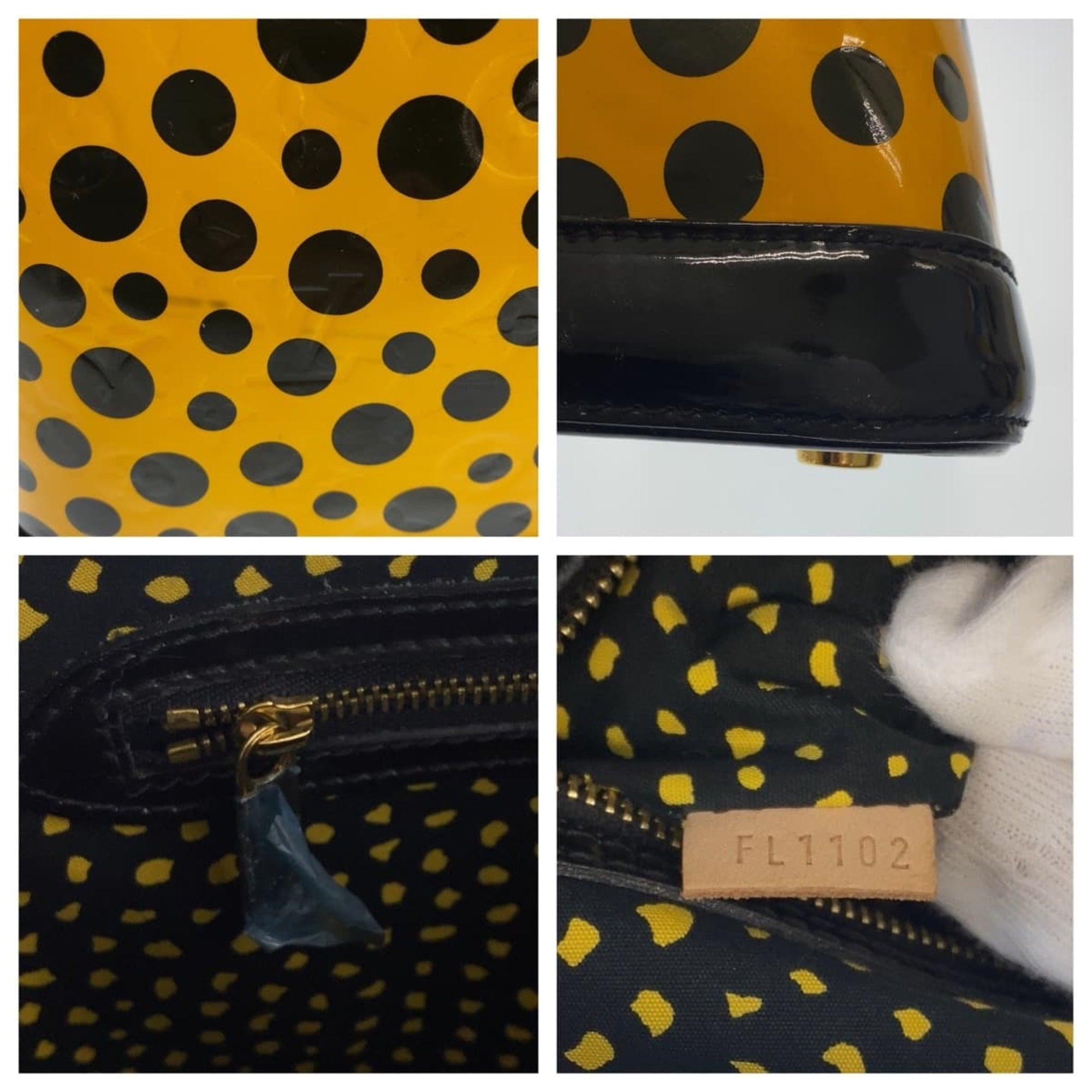 Louis Vuitton Black Yellow Patent Leather Handbag Tote Bag (Pre-Owned)