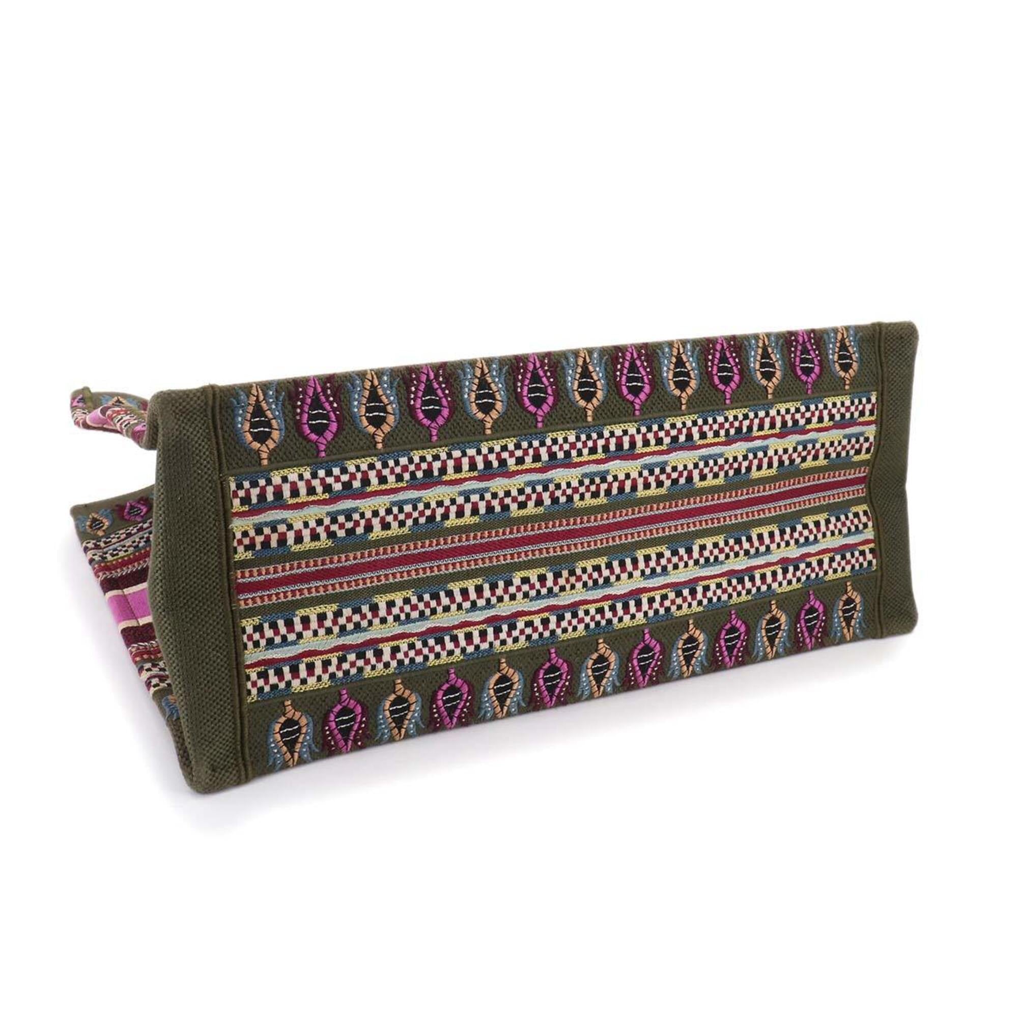 Christian Dior Khaki Multi-Color Canvas Handbag Tote Bag (Pre-Owned)