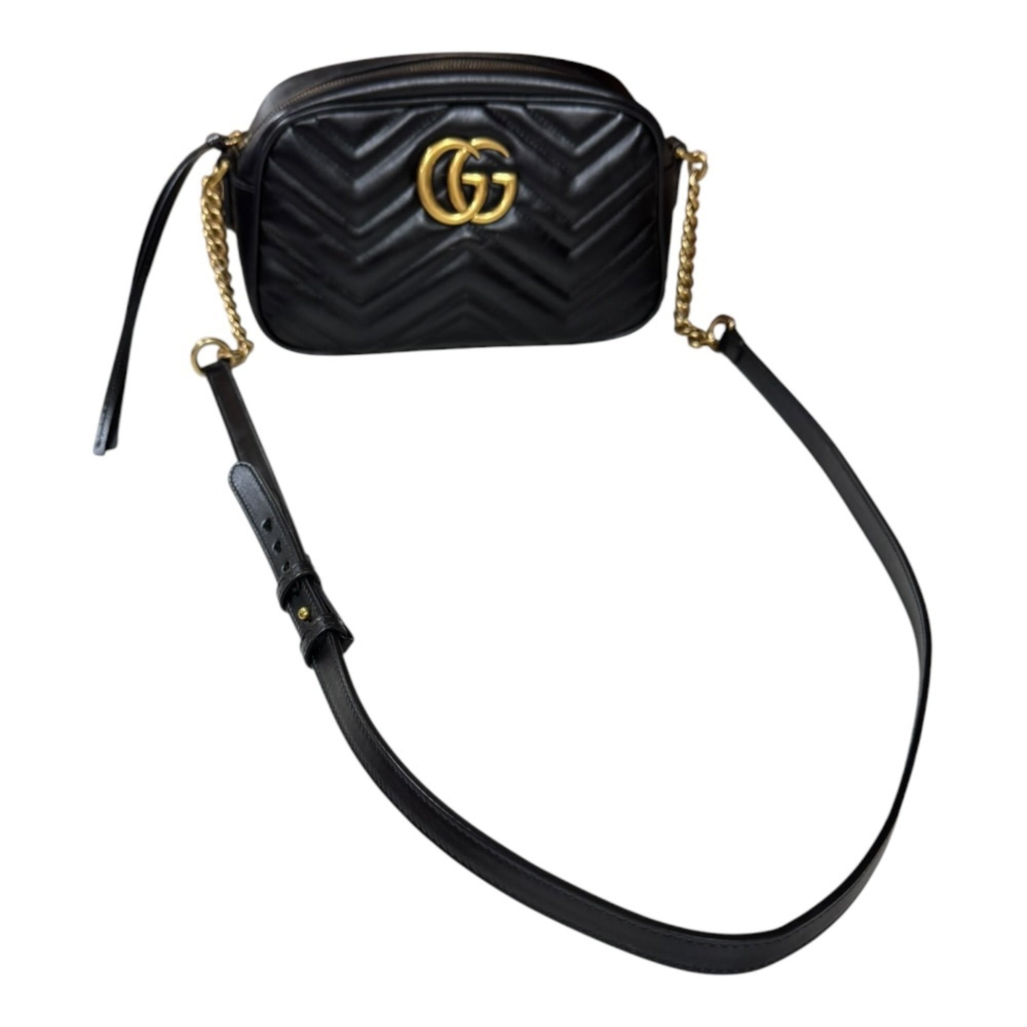 Gucci Gg Marmont Black Leather Shoulder Bag (Pre-Owned)