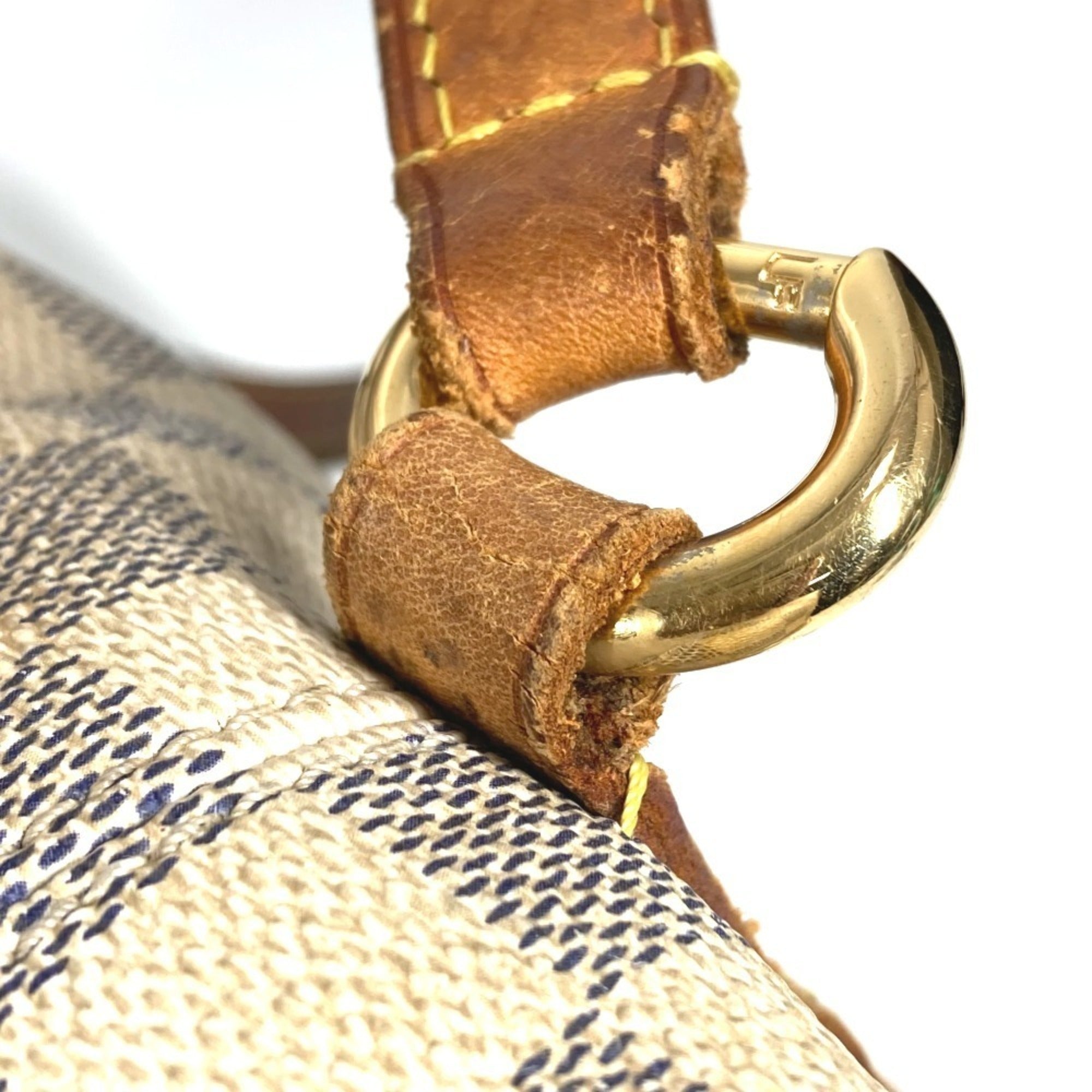 Louis Vuitton Galle White Yellow Damier Azur Shoulder Bag Tote Bag (Pre-Owned)
