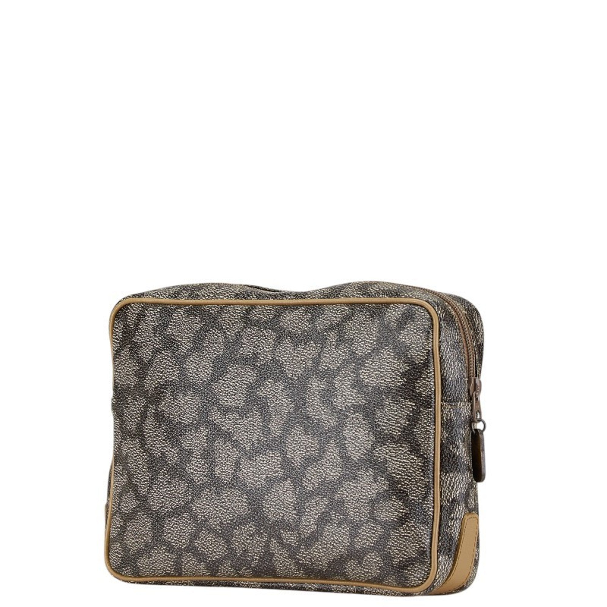Saint Laurent Beige Brown Leather Clutch Bag (Pre-Owned)