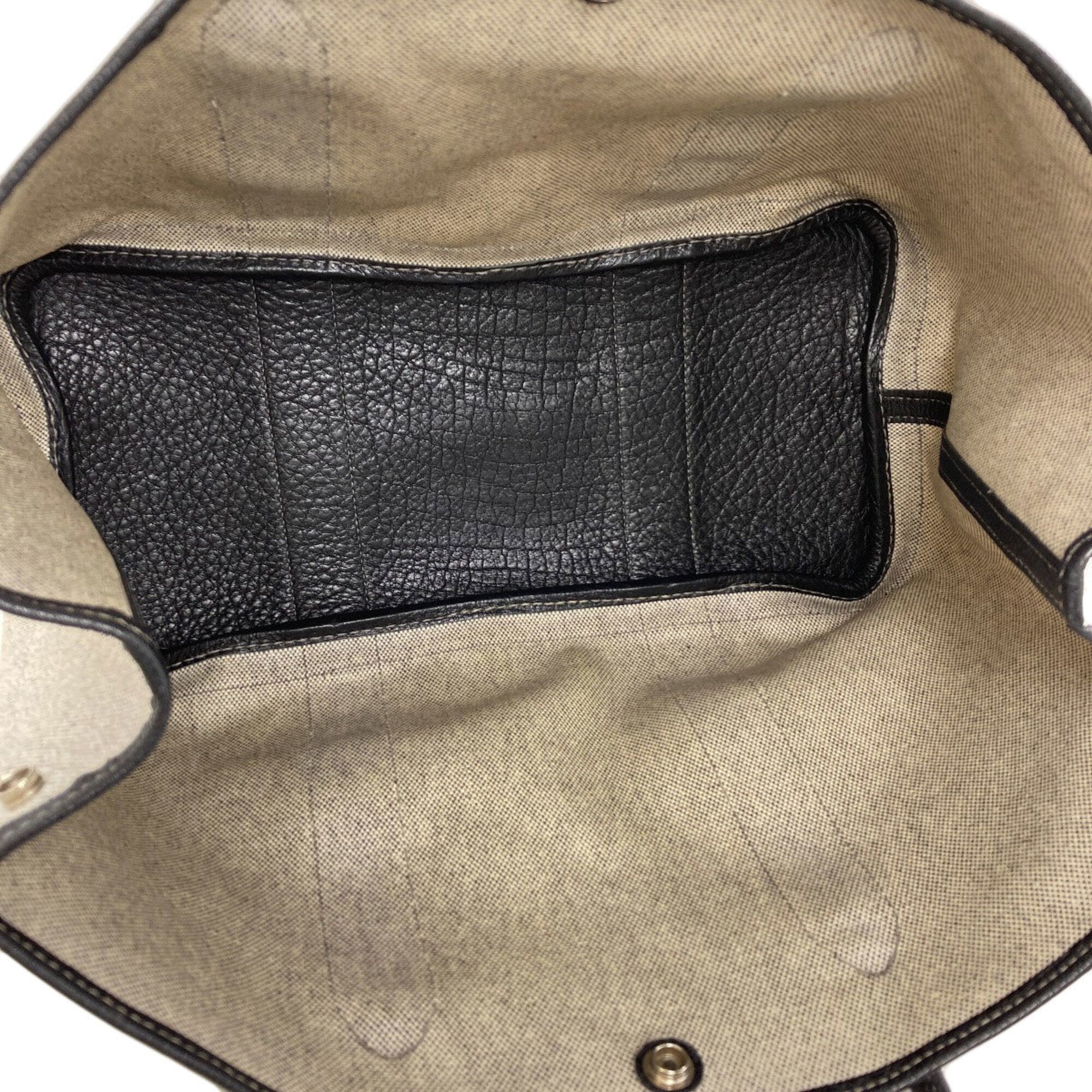 Hermes Gray Toile H Buffalo Leather Tote Bag (Pre-Owned)