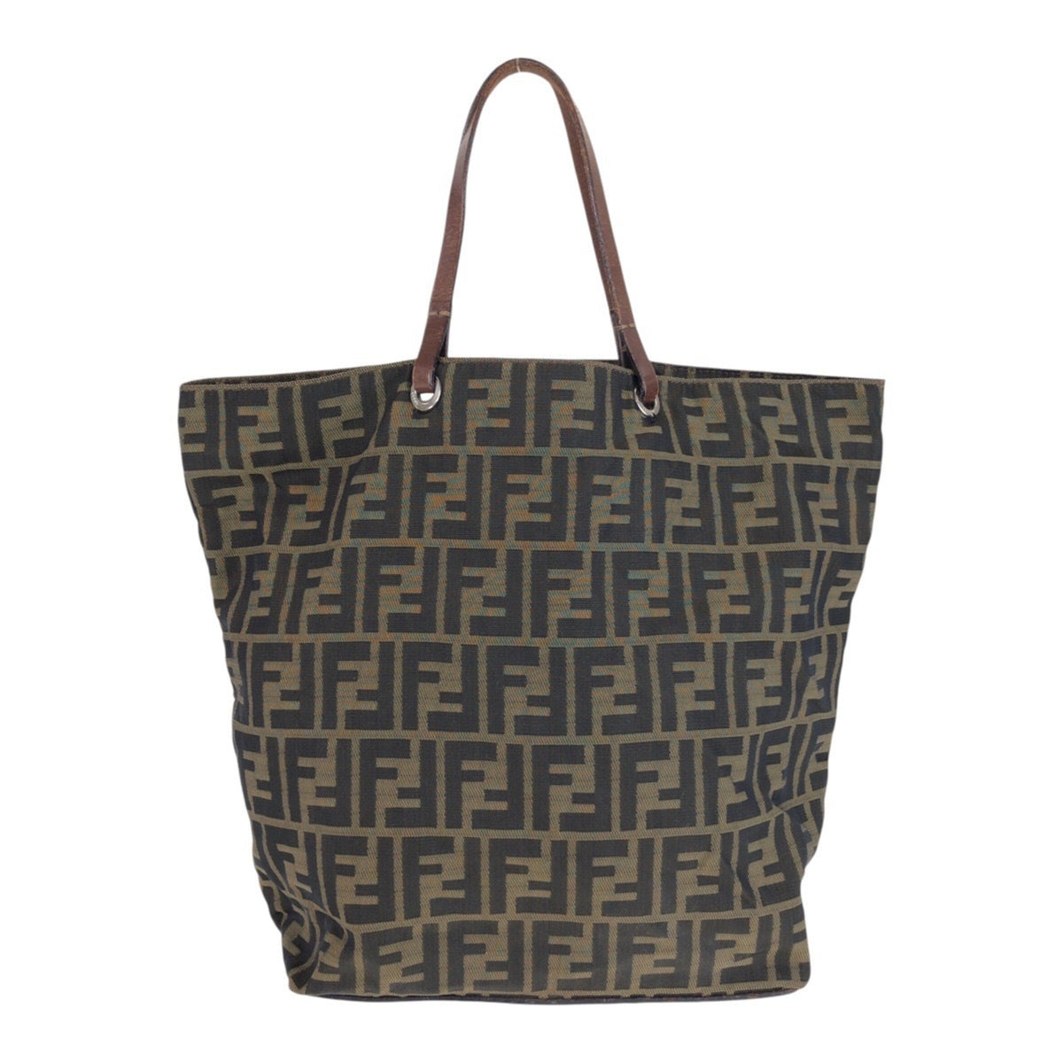 Fendi Brown Zucca Leather Handbag Tote Bag (Pre-Owned)