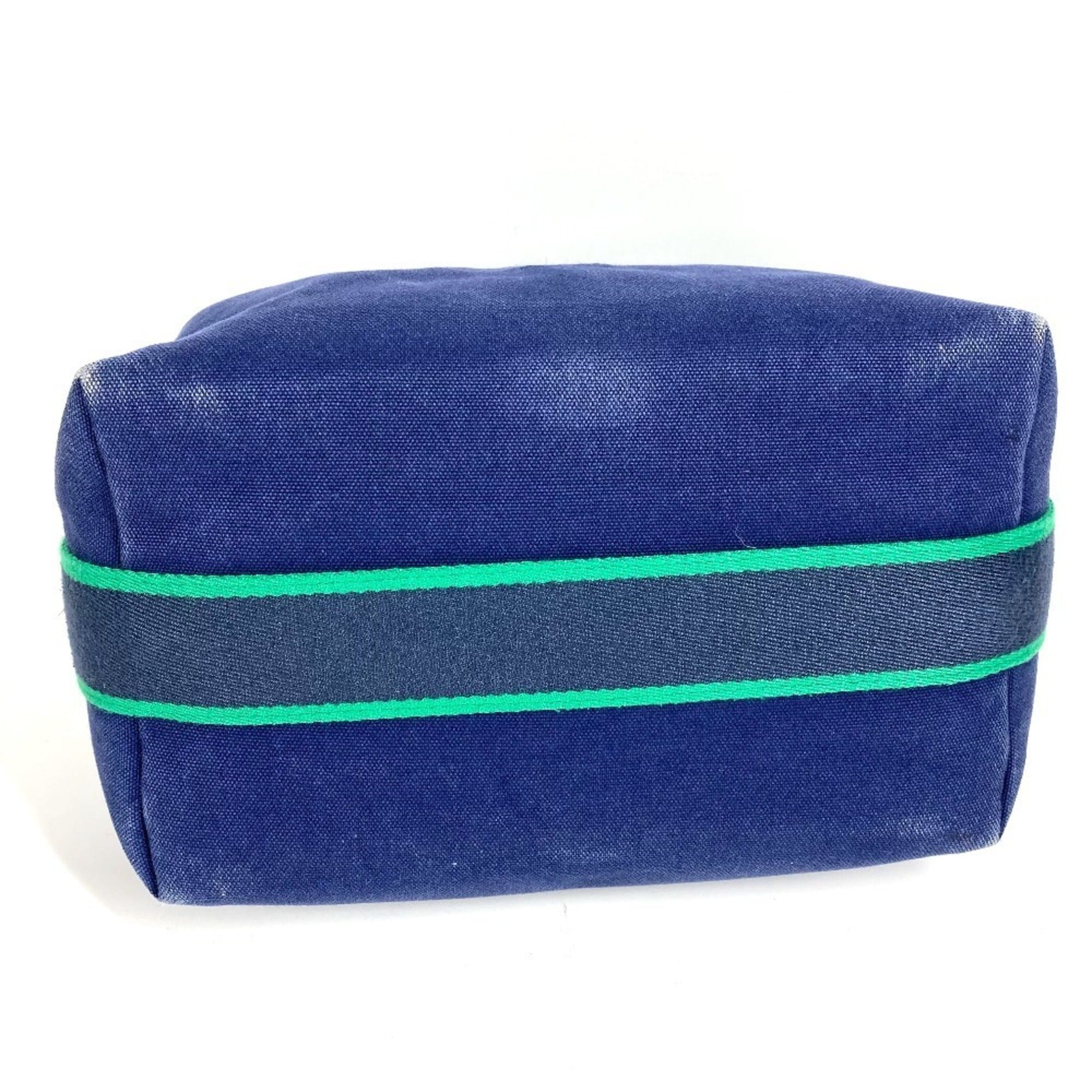 Hermes Blue Green Cotton Handbag Pouch Vanity Bag (Pre-Owned)